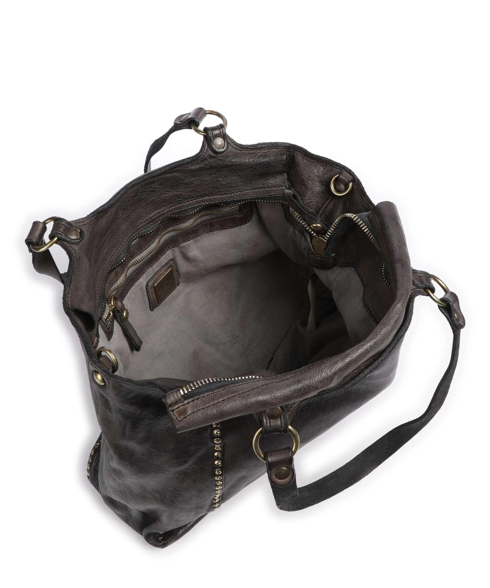  Campomaggi Borsa shopper pelle di vacchetta grana marrone scuro  
