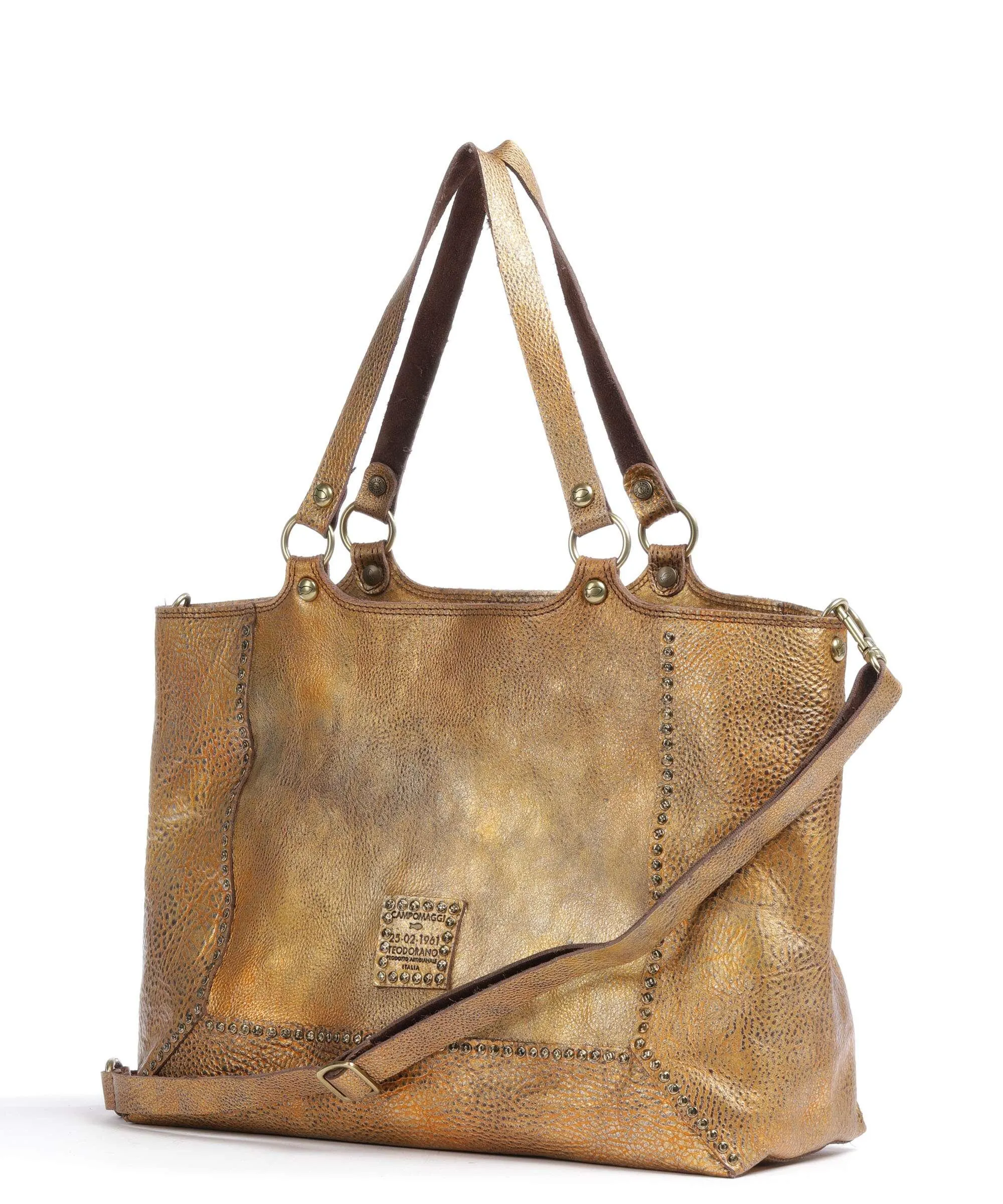  Campomaggi Borsa shopper pelle di vacchetta grana oro  