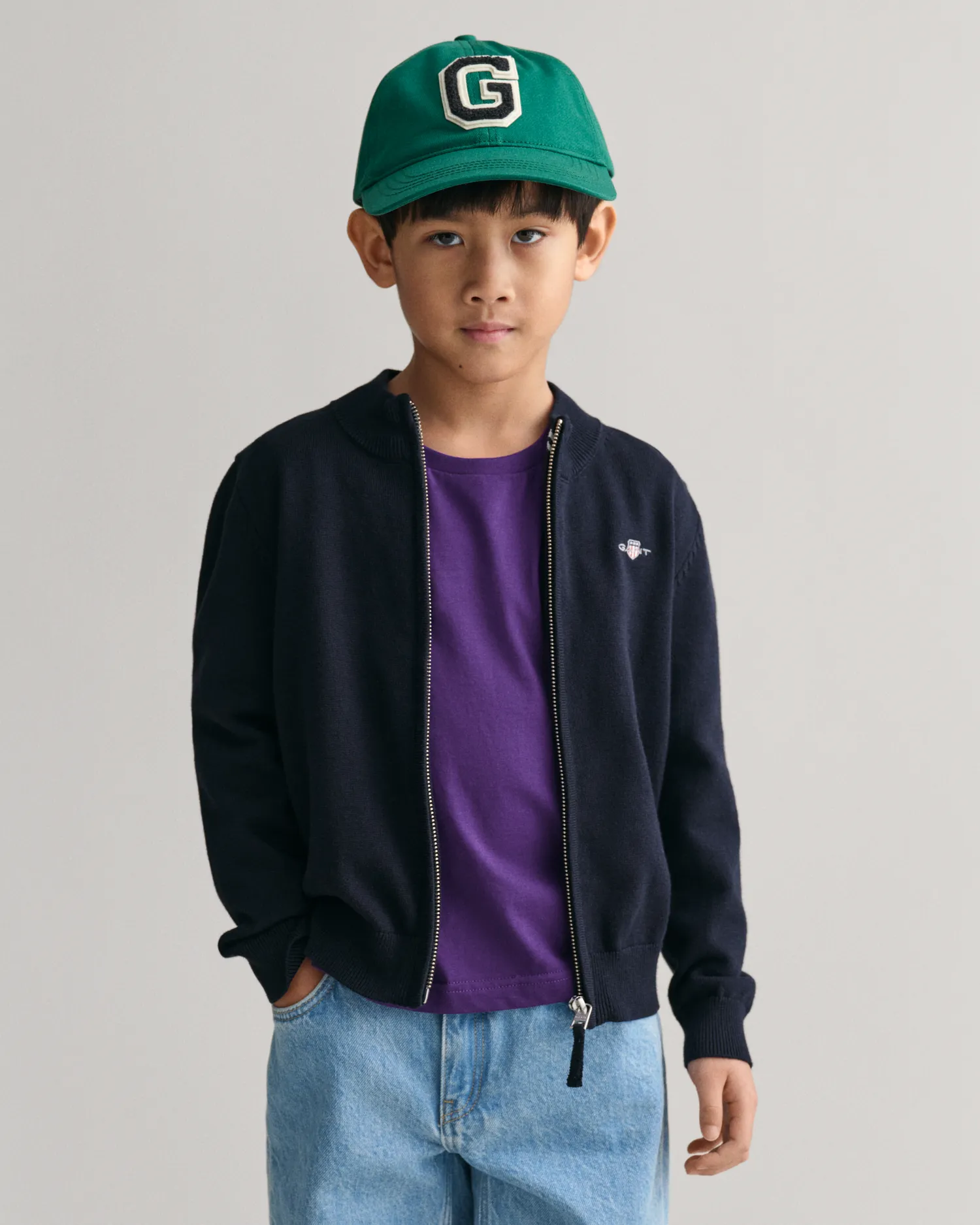 Cardigan Shield in cotone con zip Kids