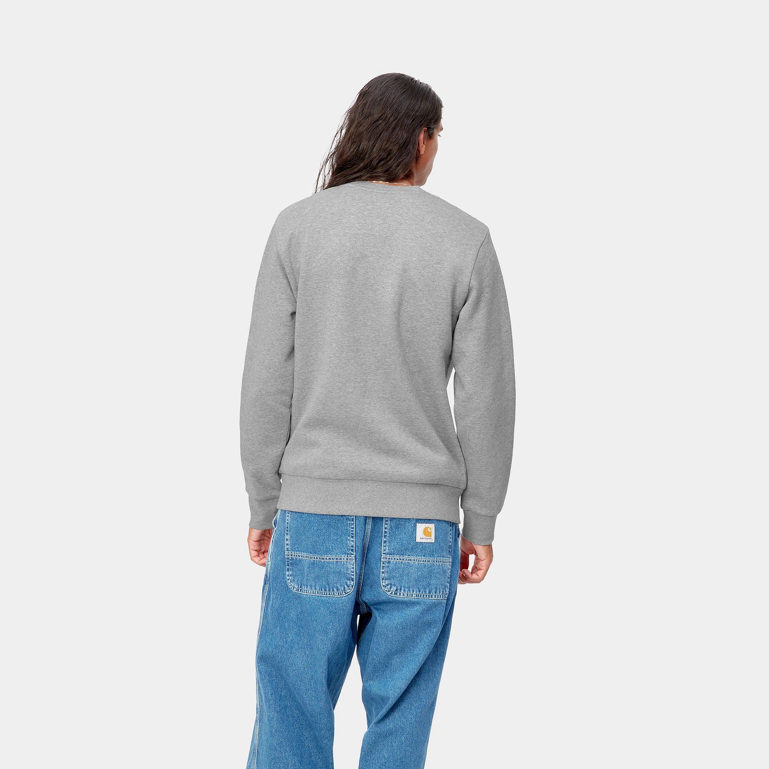 Carhartt men's crewneck sweatshirt 1031242 00D gray heather-white