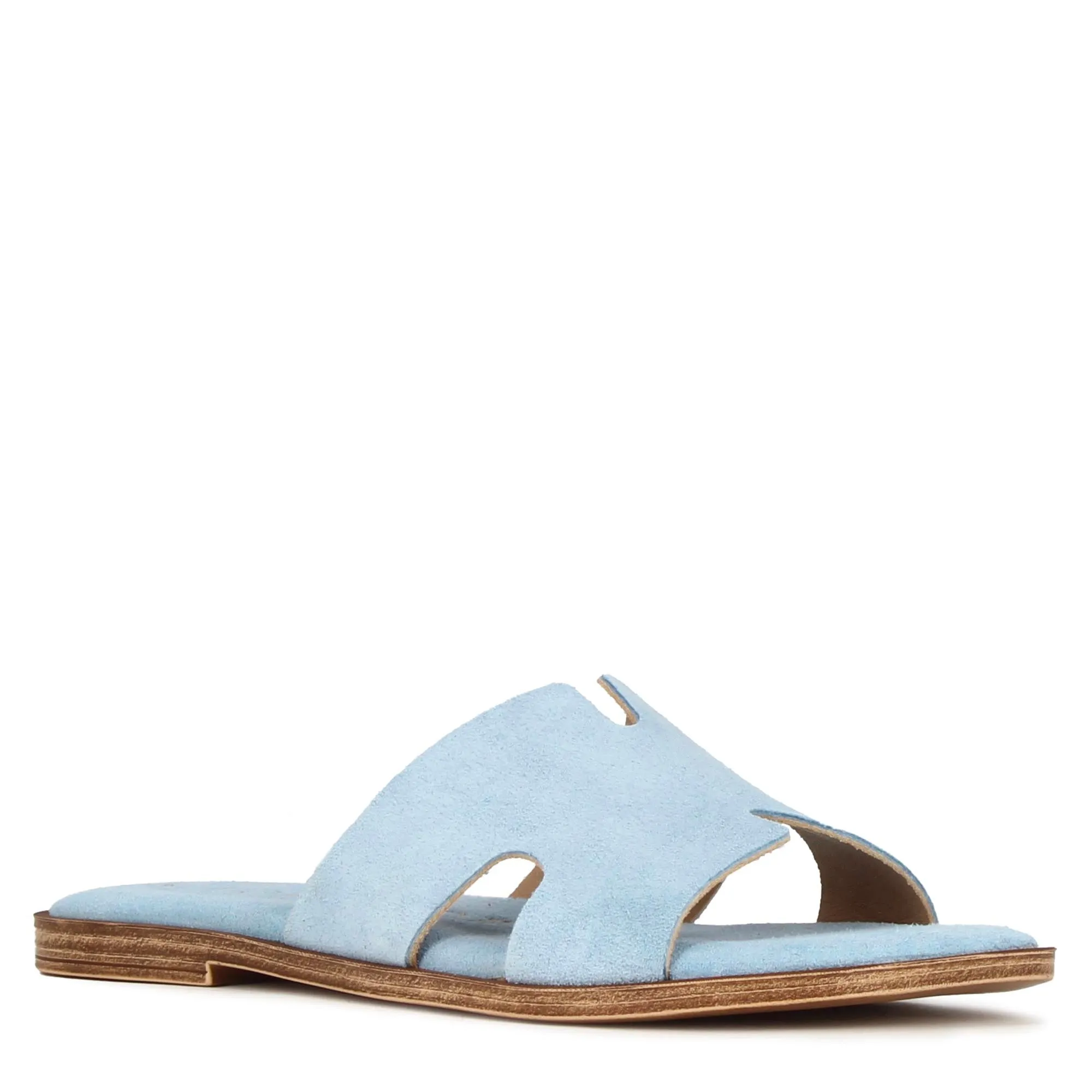 Ciabattine da donna in pelle scamosciata colore turchese
