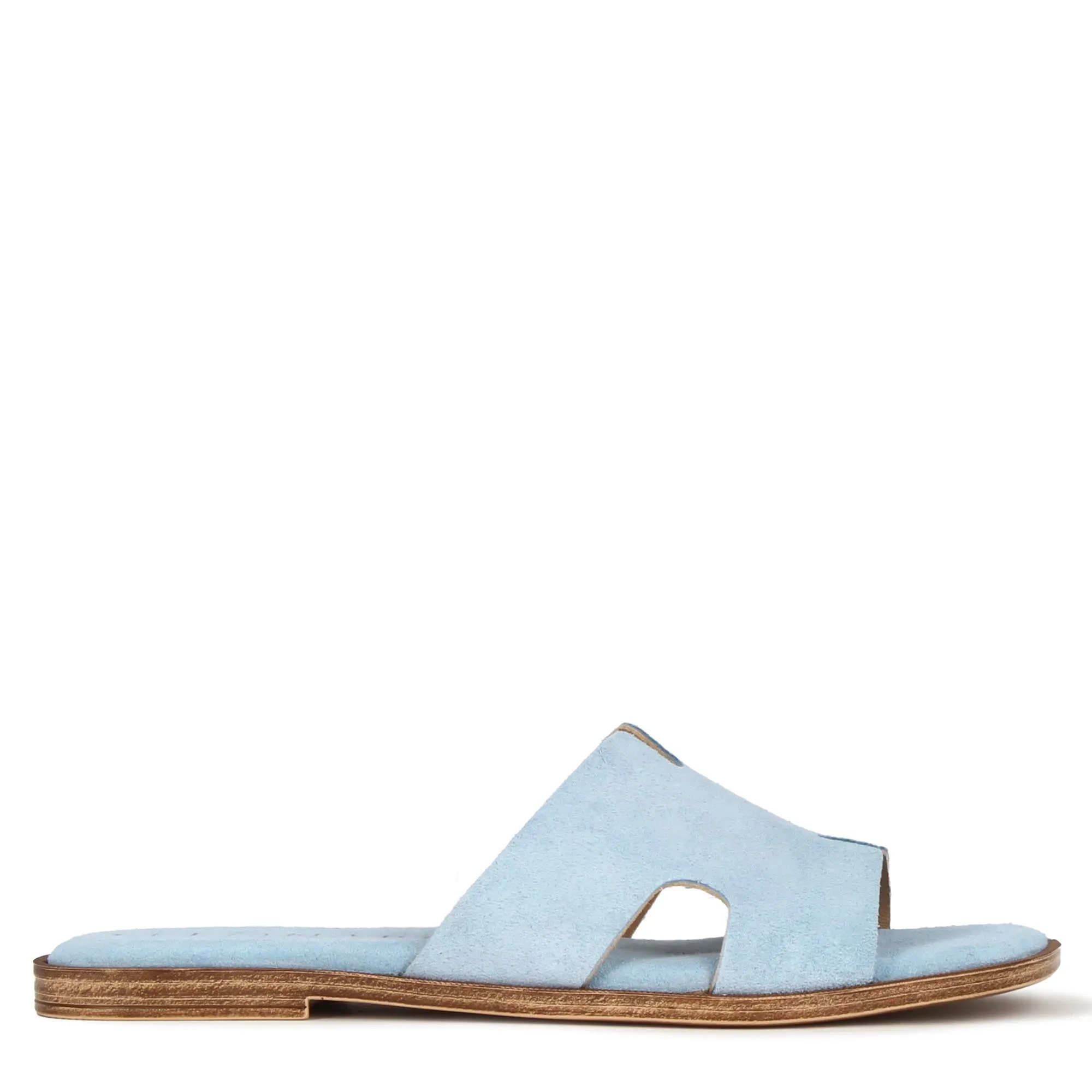 Ciabattine da donna in pelle scamosciata colore turchese