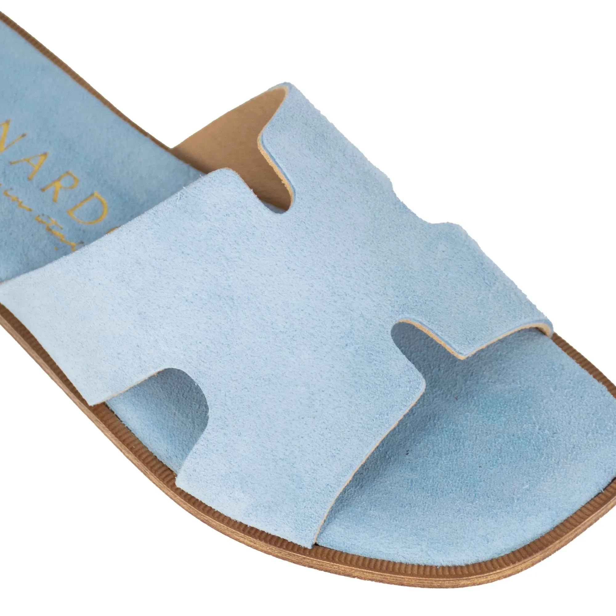 Ciabattine da donna in pelle scamosciata colore turchese