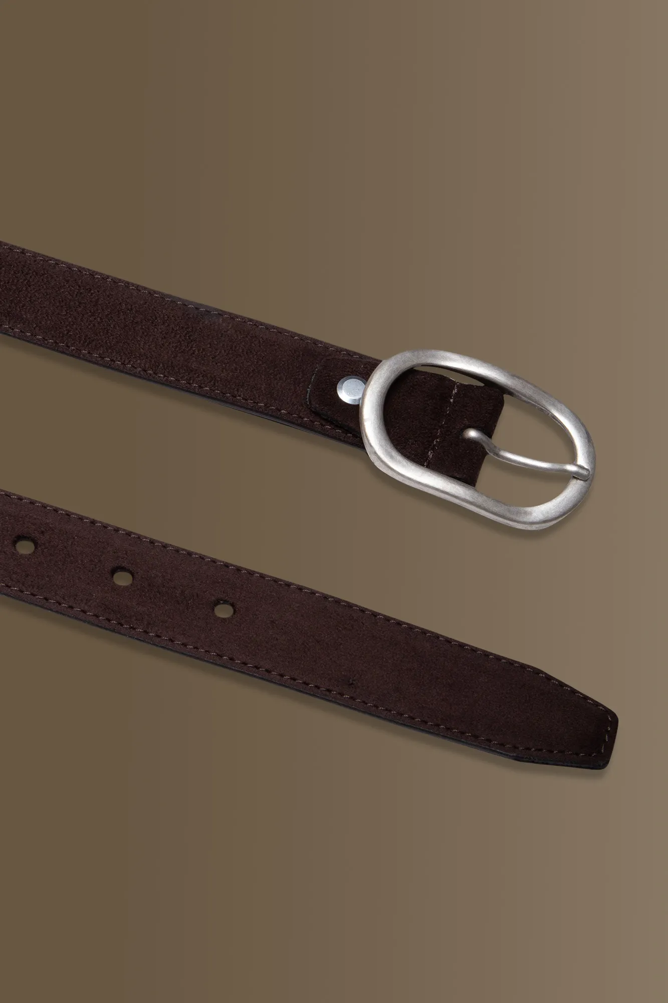 Cintura brown uomo in suede misto pelle