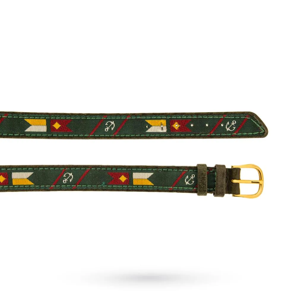 Cinturino pelle e tessuto trama marinara 12mm