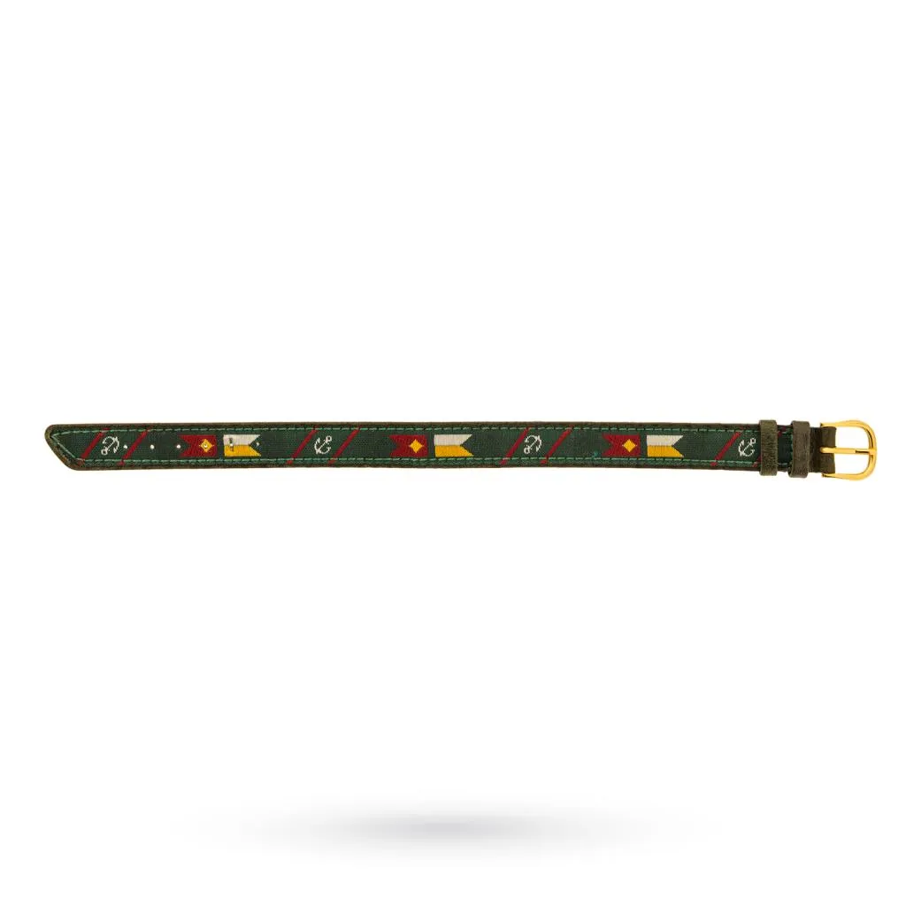 Cinturino pelle e tessuto trama marinara 12mm
