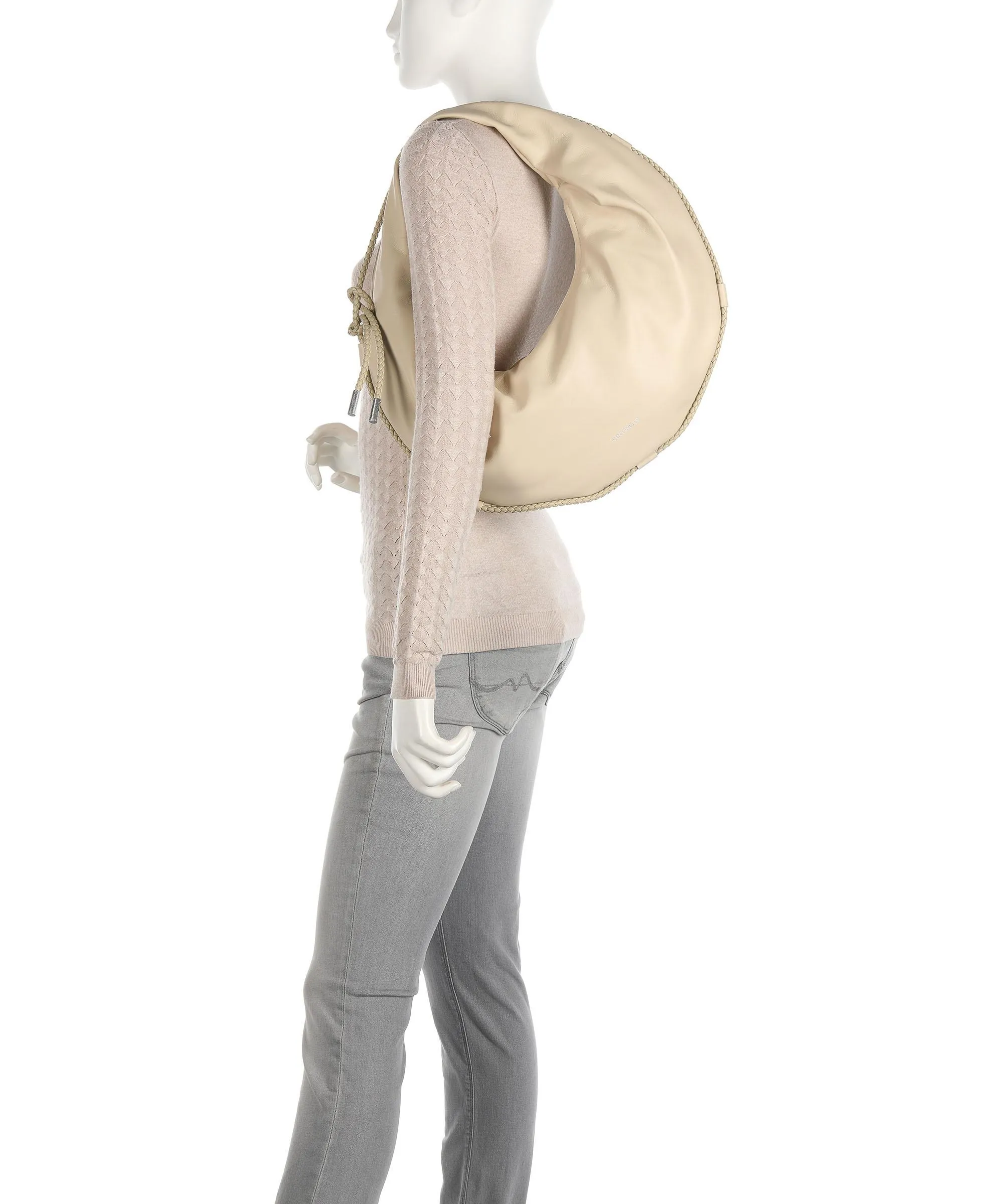  Coccinelle Sinfonia Borsa hobo pelle di vacchetta finemente grana beige  
