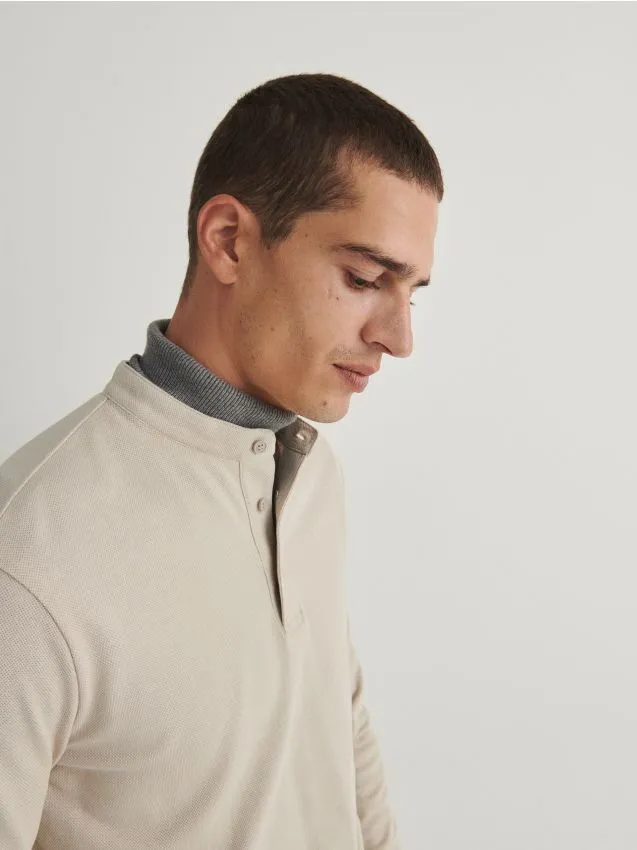 Comfort fit polo marškinėliai ilgomis rankovėmis