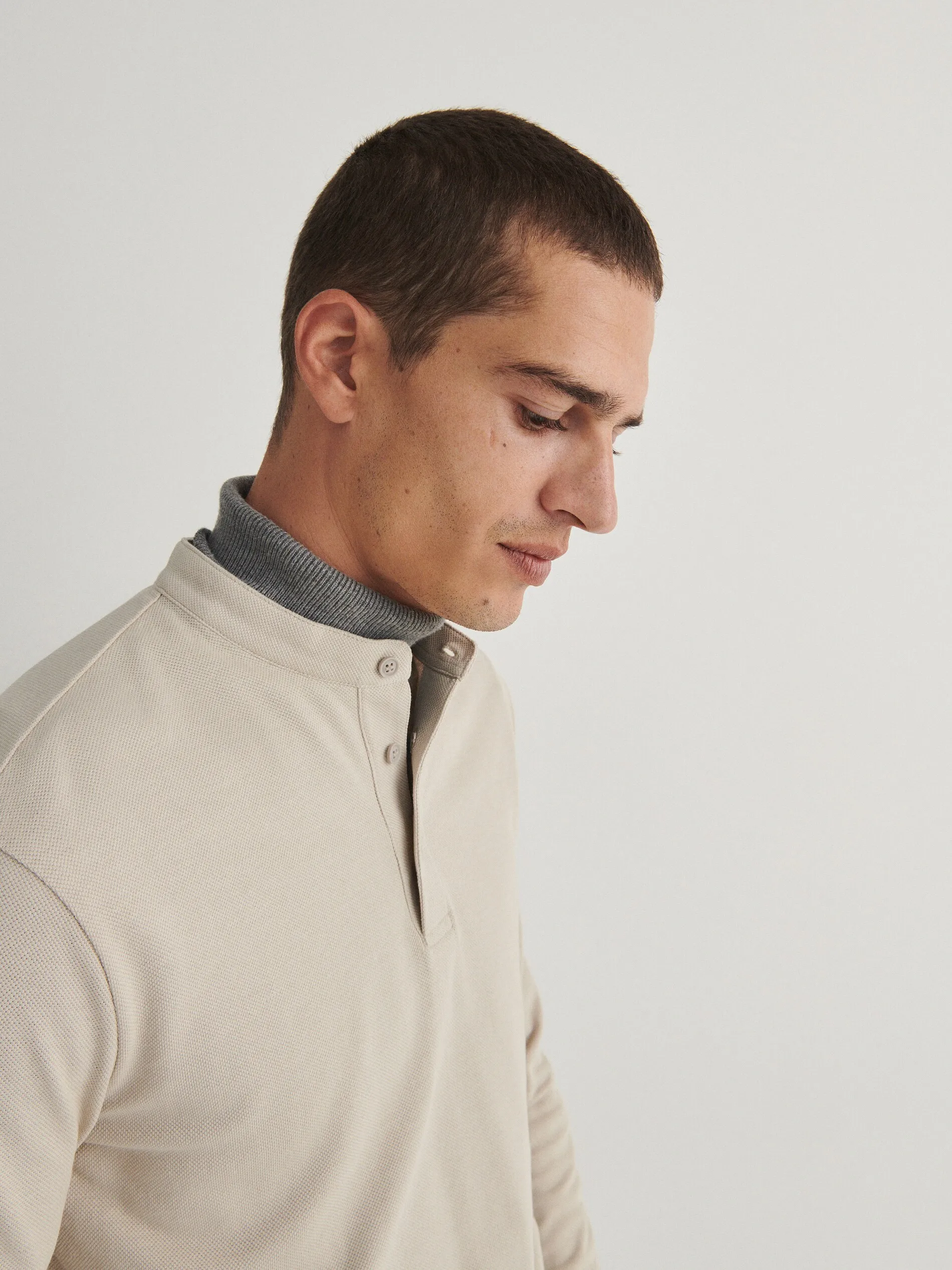 Comfort fit polo marškinėliai ilgomis rankovėmis