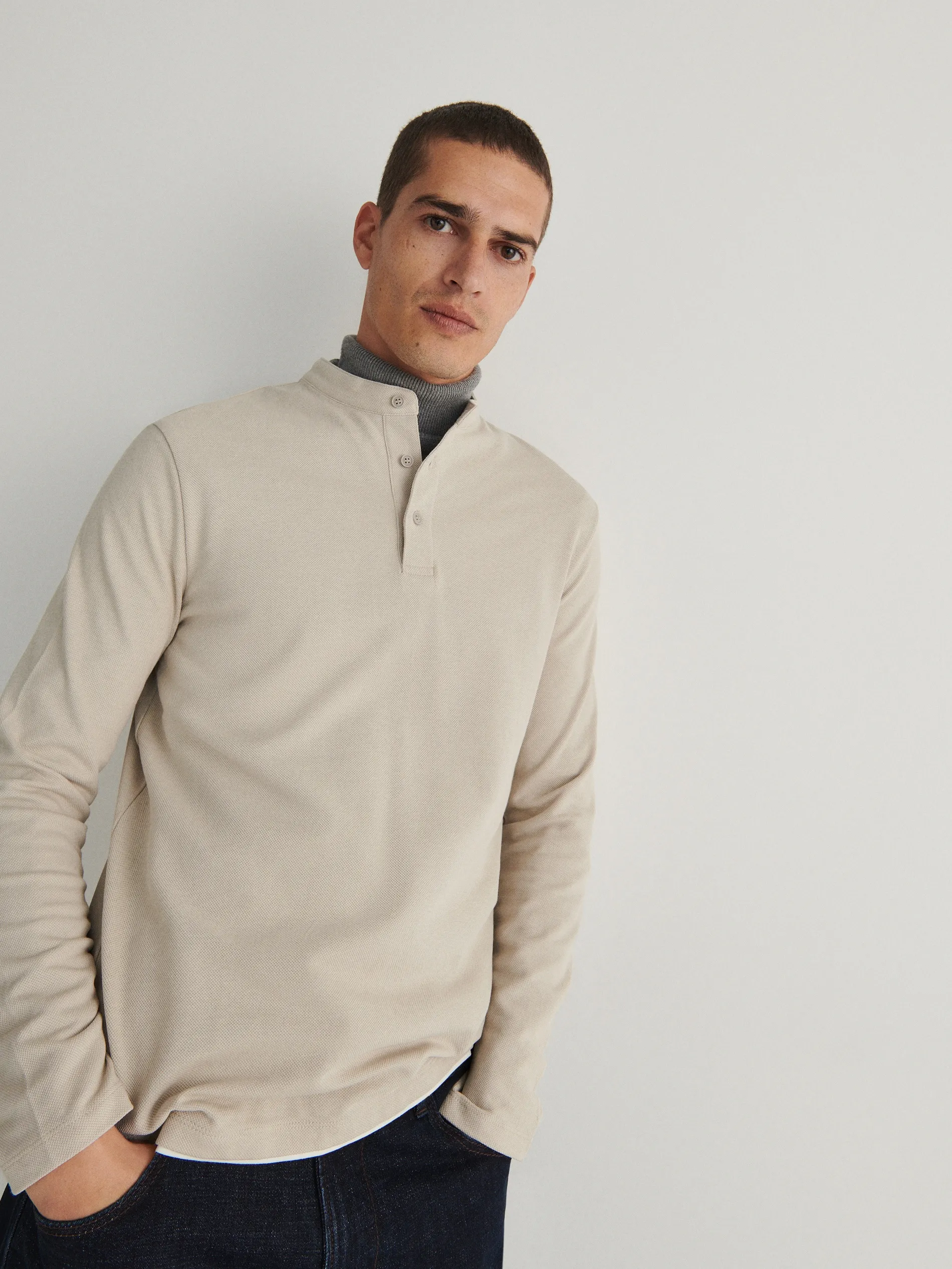 Comfort fit polo marškinėliai ilgomis rankovėmis