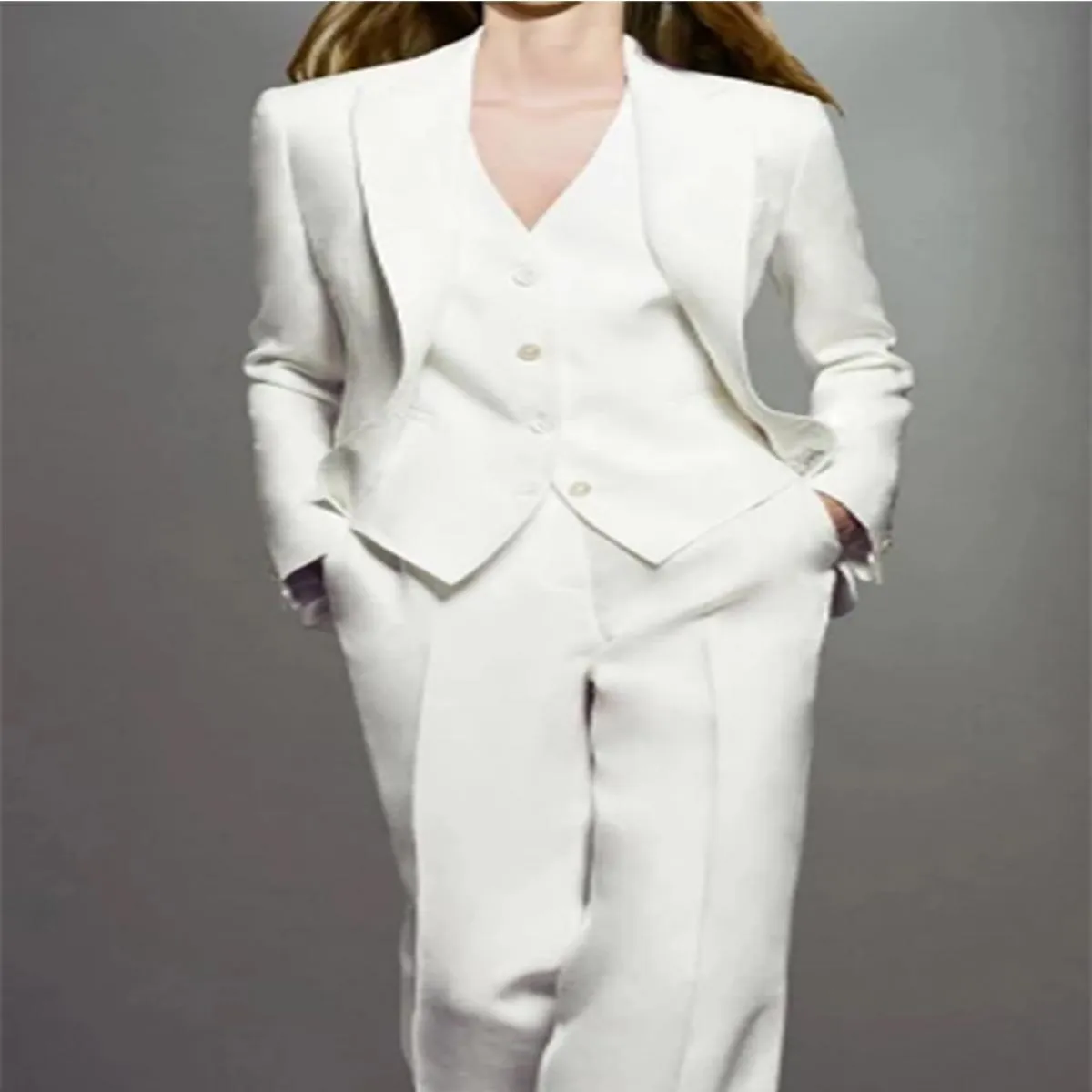 Completo da donna bianco 3 pezzi tailleur pantalone da donna completo da donna blazer giacca e pantaloni e gilet completo da don