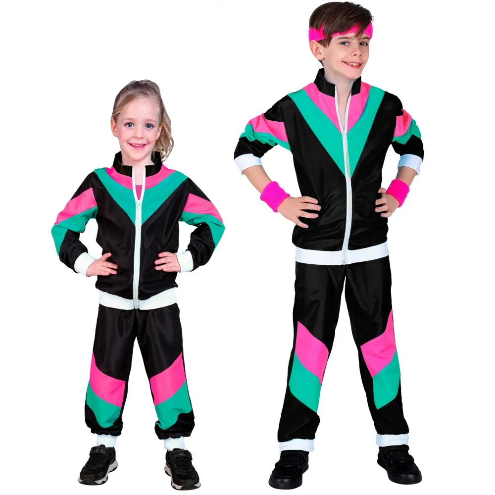 Costume Tuta Anni 80 Bambino Unisex per Feste a Tema, Taglia 5-7 anni, 128 cm
