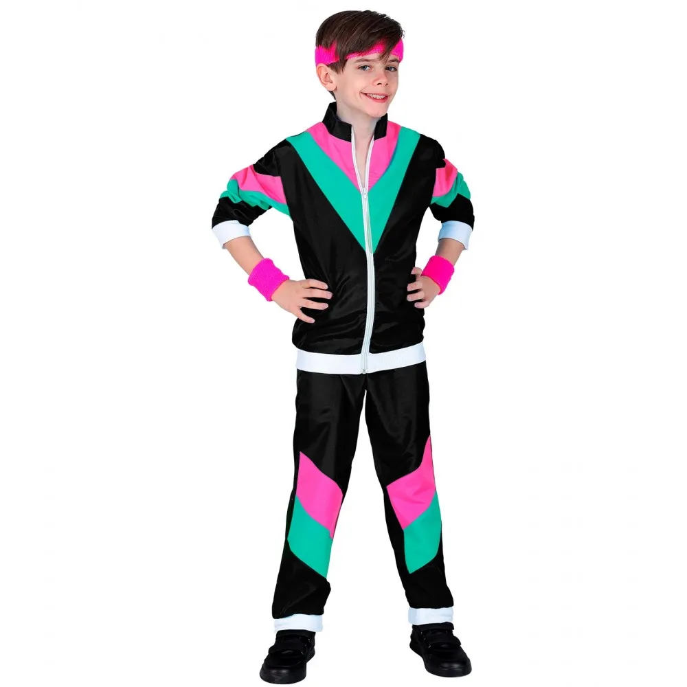 Costume Tuta Anni 80 Bambino Unisex per Feste a Tema, Taglia 5-7 anni, 128 cm
