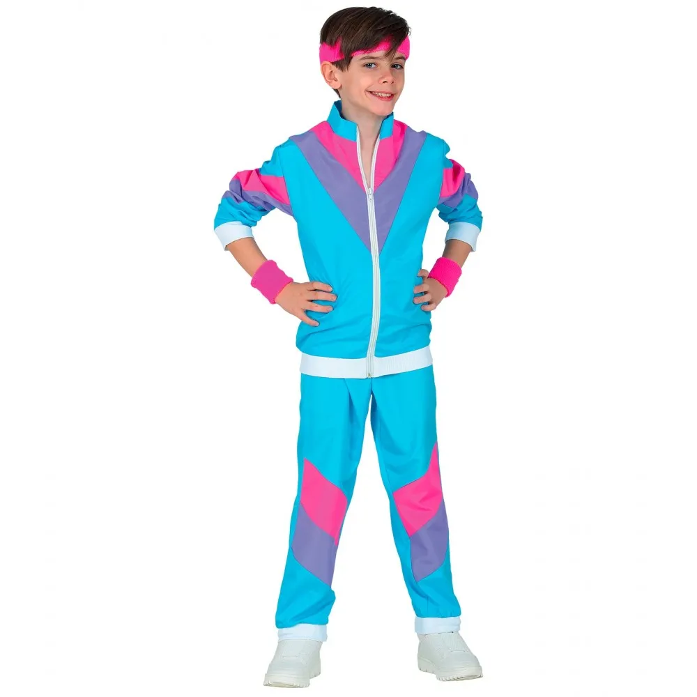 Costume Tuta Anni 80 Bambino Unisex per Feste a Tema, Taglia 8-10 anni, 140 cm