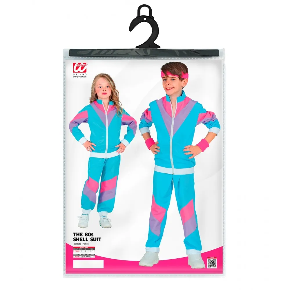 Costume Tuta Anni 80 Bambino Unisex per Feste a Tema, Taglia 8-10 anni, 140 cm