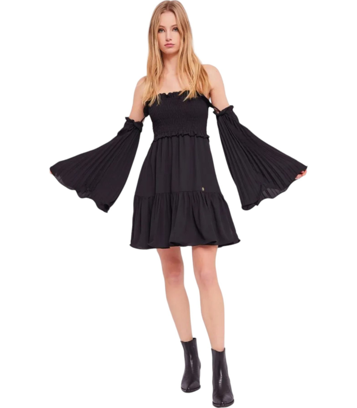 Denny Rose Donna Vestito Corto Plissettato In Georgette