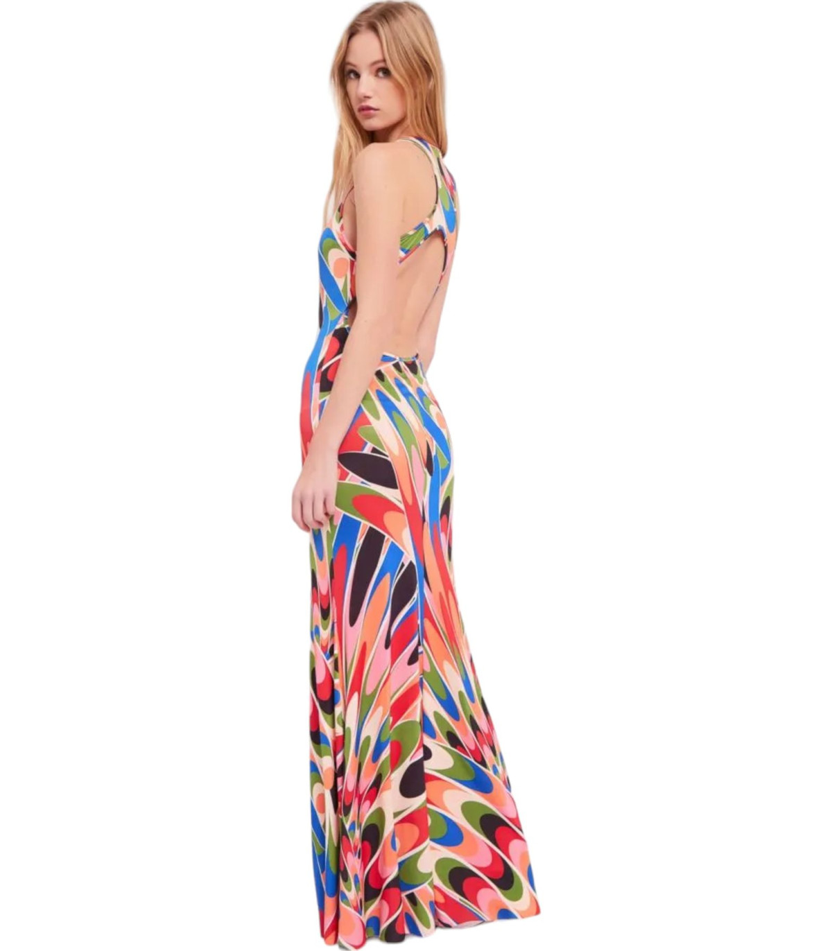 Denny Rose Donna Vestito Lungo Stampa Multicolor Allover