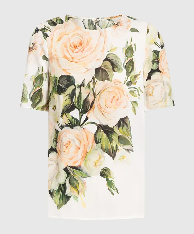 Dolce&Gabbana Blusa in seta stampa rose F7U27TFPARC