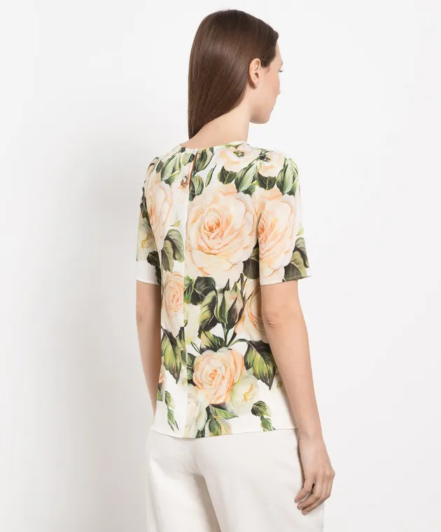 Dolce&Gabbana Blusa in seta stampa rose F7U27TFPARC
