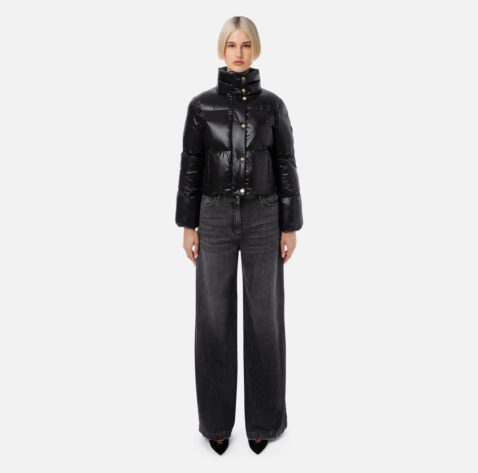 ELISABETTA FRANCHI Piumino crop in vela satin