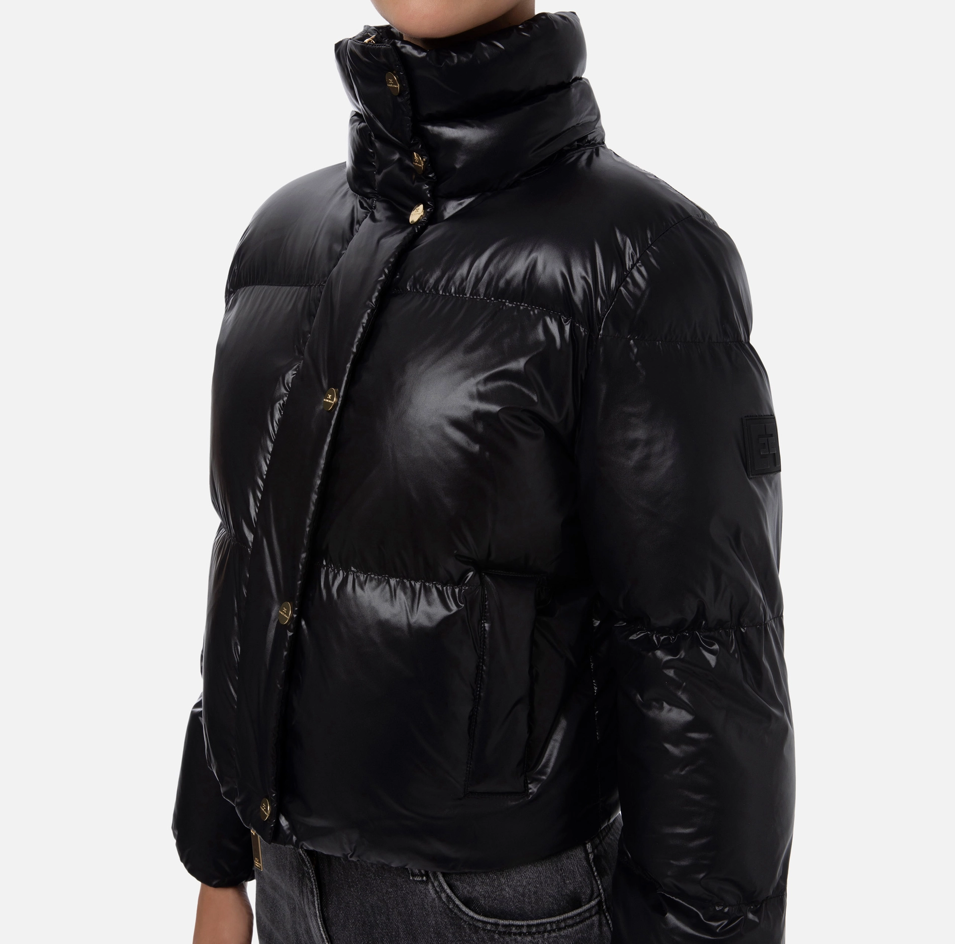ELISABETTA FRANCHI Piumino crop in vela satin