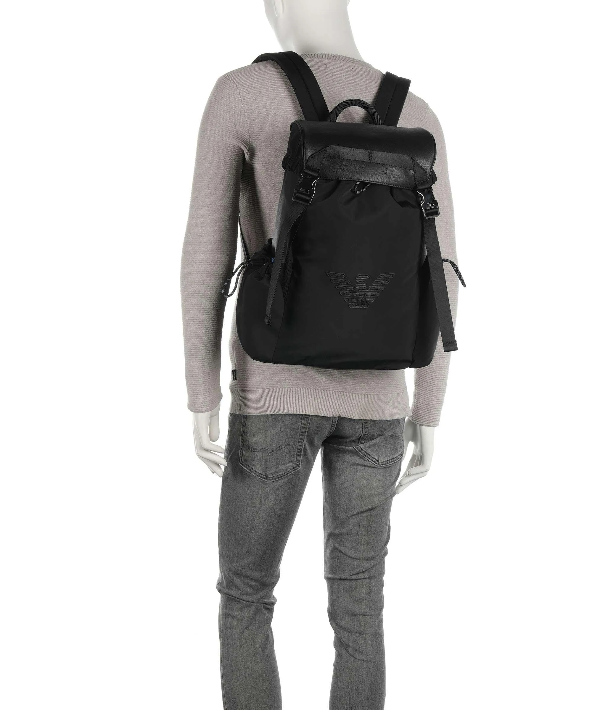  Emporio Armani Eagle Regener Zaino 14″ poliammide, pelle sintetica nero  