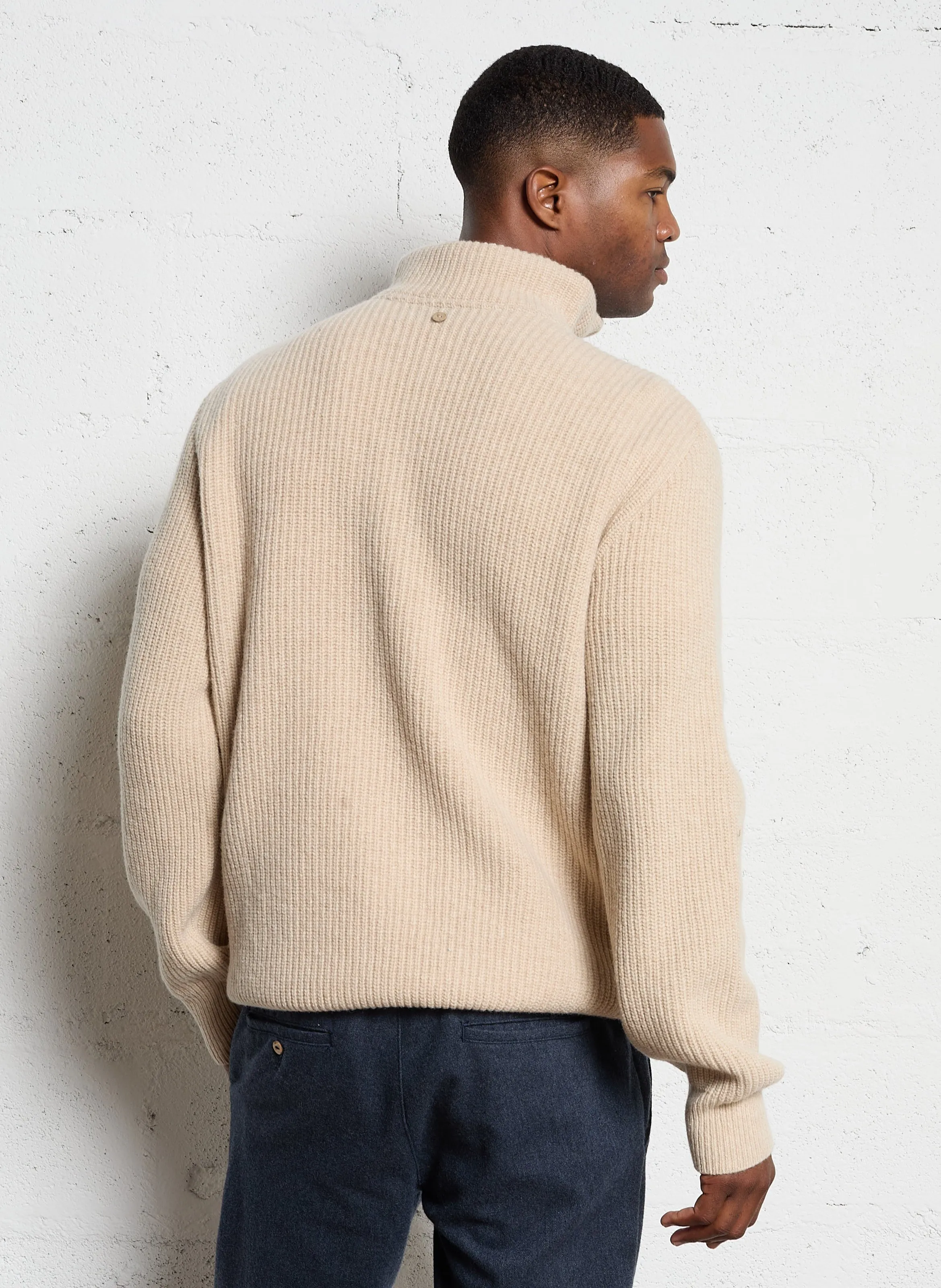  FAGUO   ARDENNE - Maglione a coste con zip in misto lana | Beige