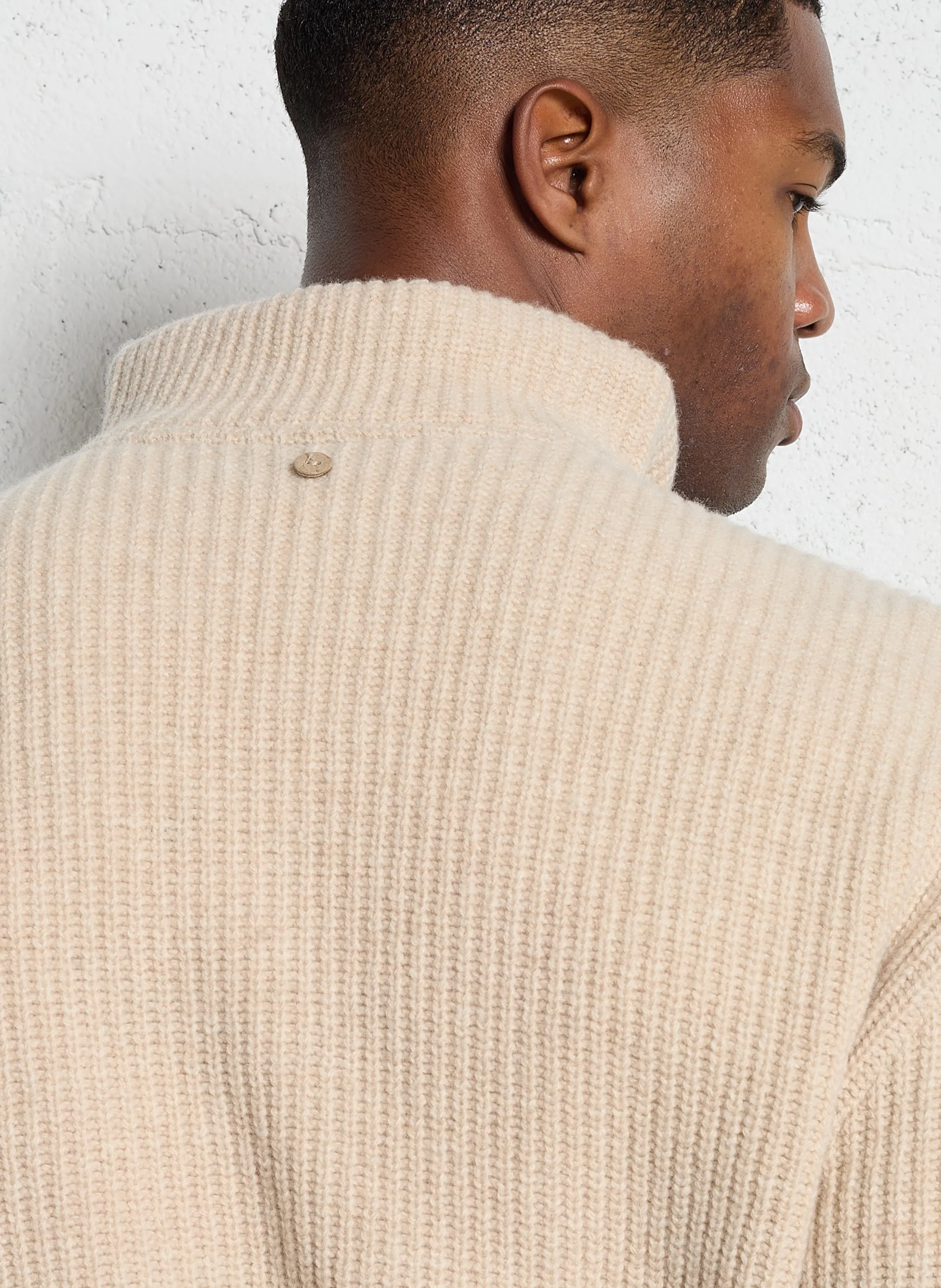  FAGUO   ARDENNE - Maglione a coste con zip in misto lana | Beige