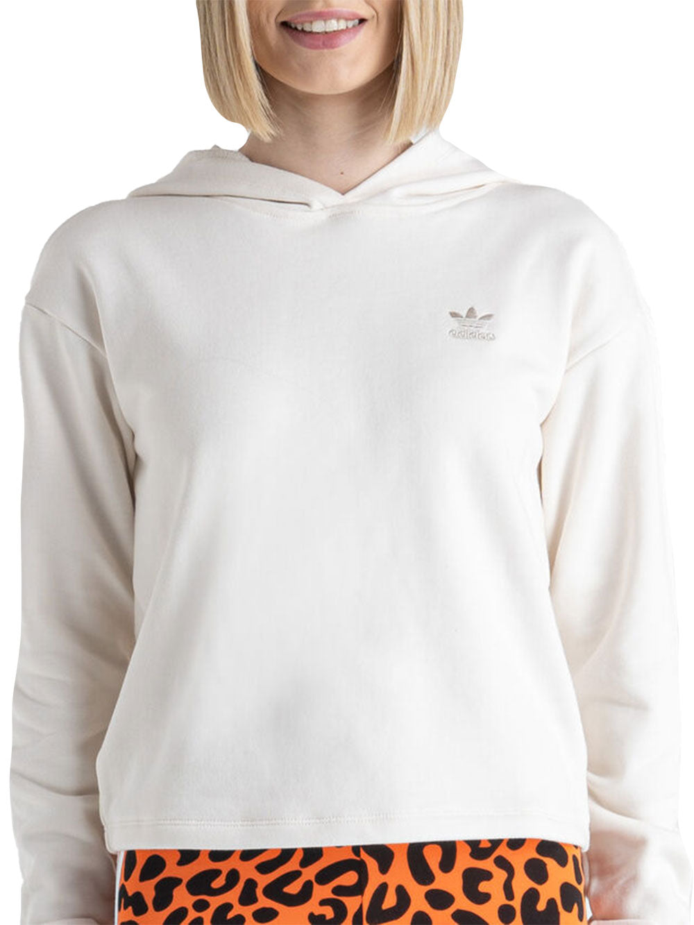 Felpa ADIDAS Donna CROPPED HOODIE Bianco