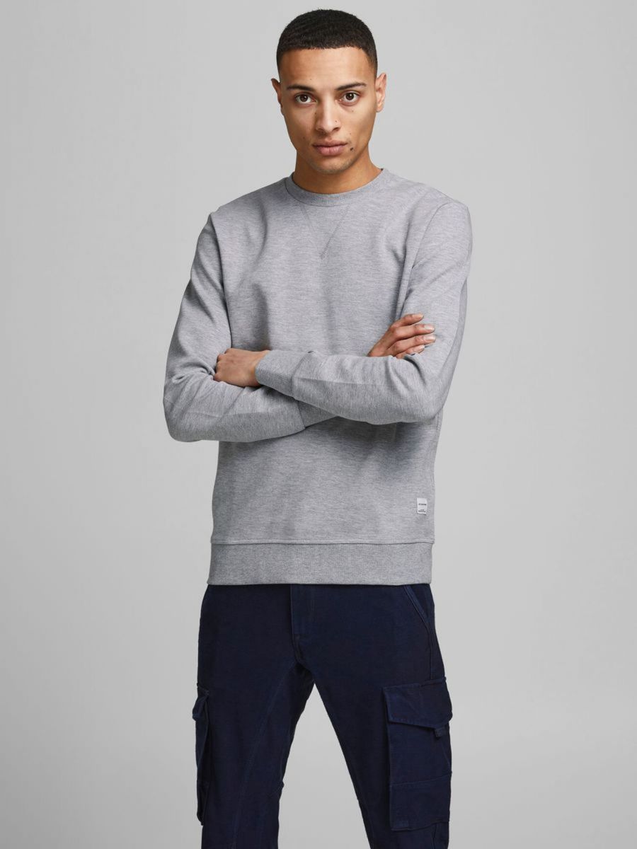 FELPA Uomo JACK&JONES 12181903 CREW NECK LIGHT GREY MELANGE