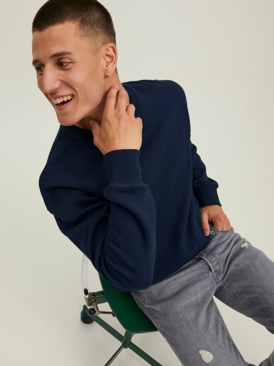 FELPA Uomo JACK&JONES 12208182 CREW NECK NAVY BLAZER
