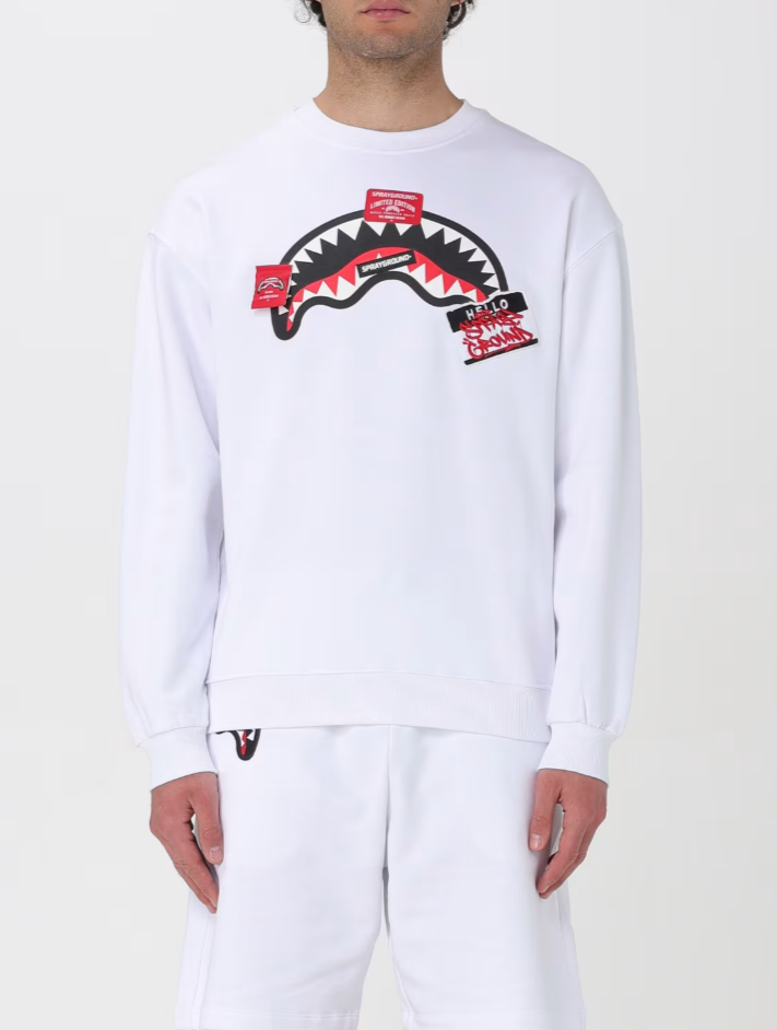 FELPA Uomo SPRAYGROUND SP440 LABER SHARK WHITE