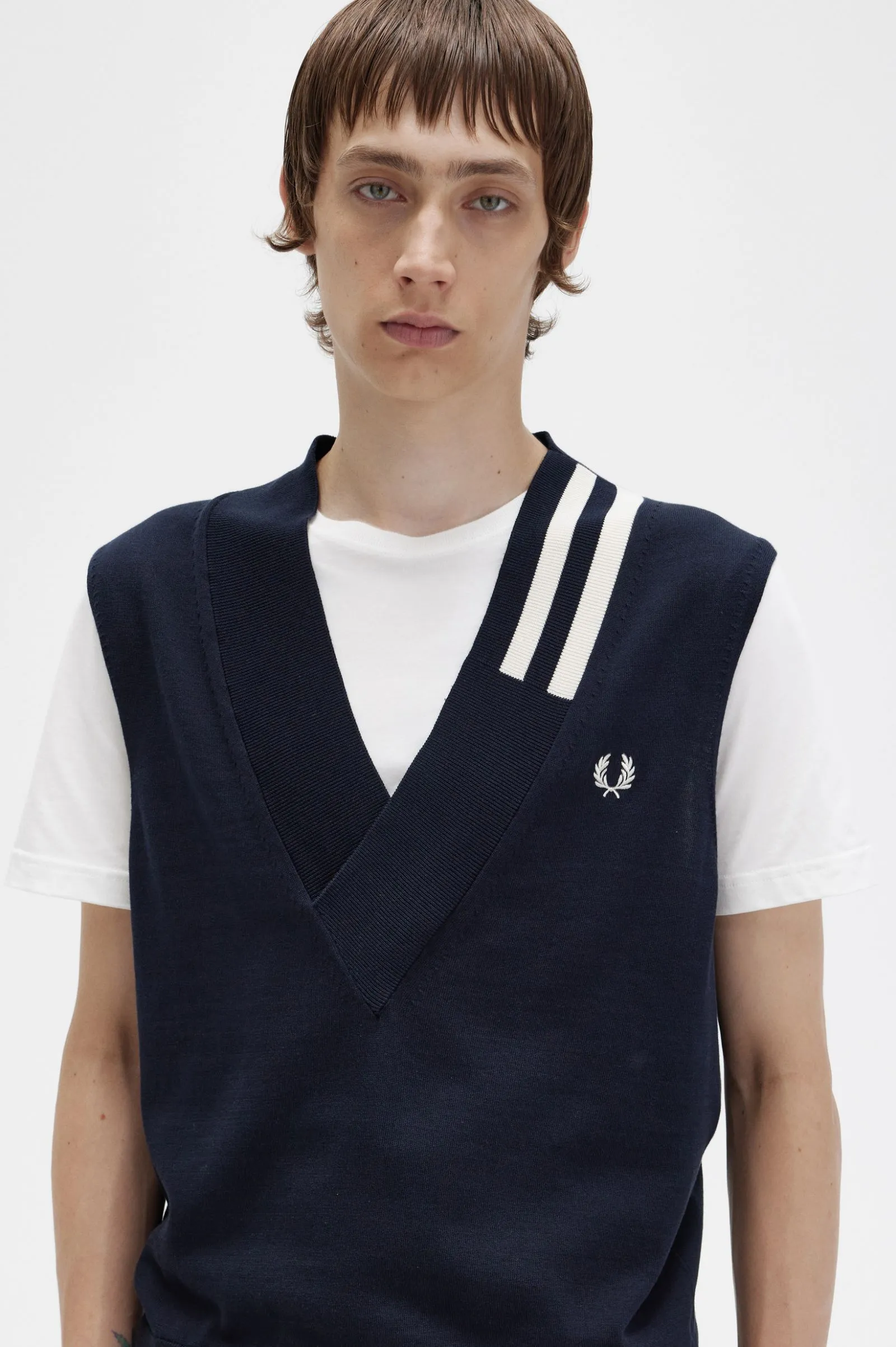 Fred Perry Gilet Scollo V K5855 Blu Navy