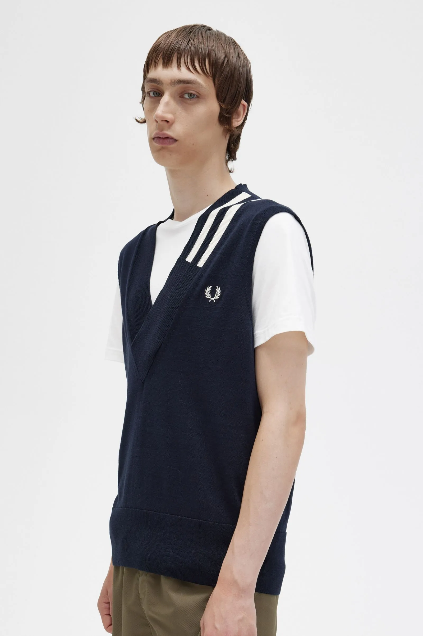 Fred Perry Gilet Scollo V K5855 Blu Navy