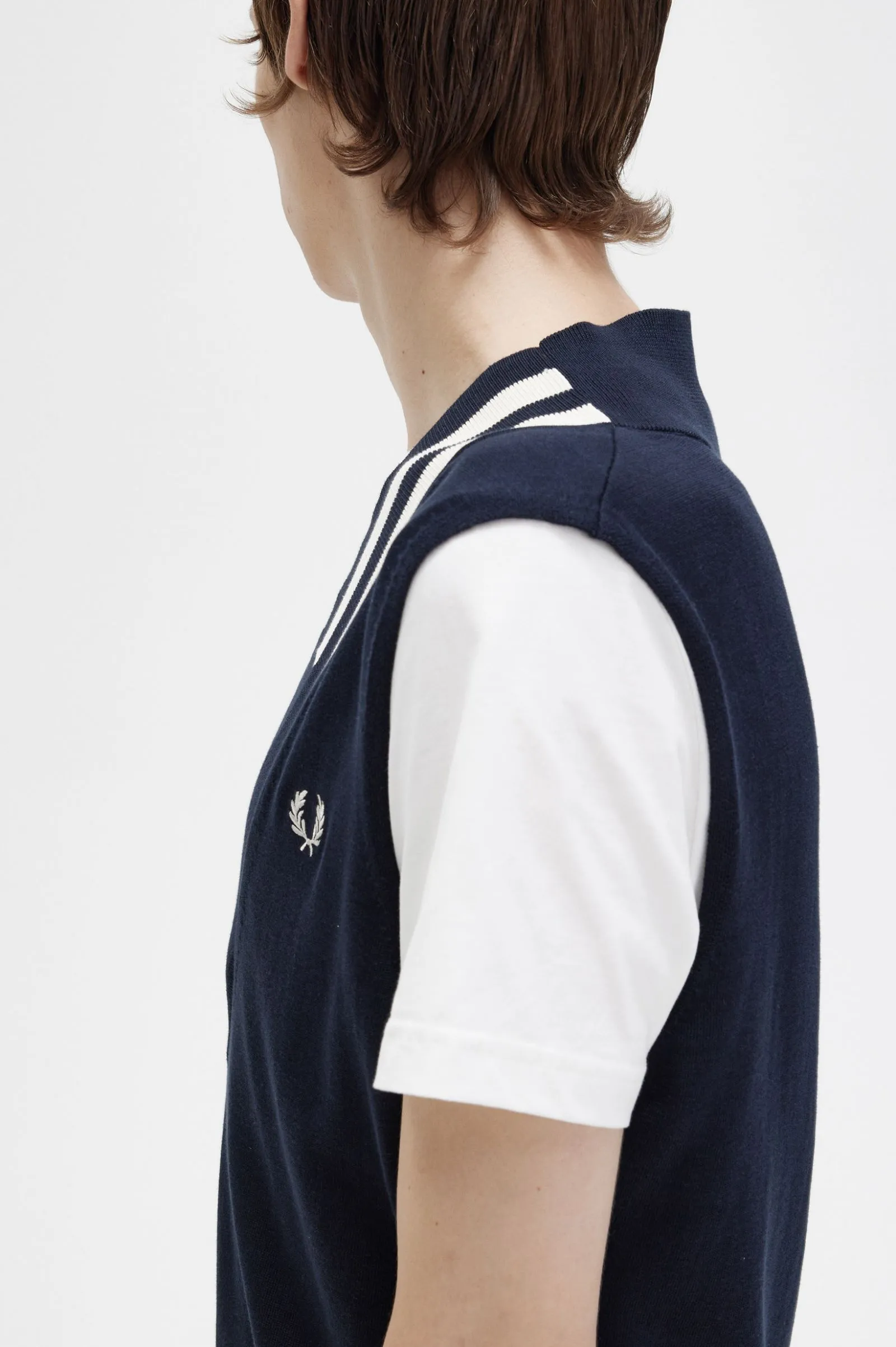 Fred Perry Gilet Scollo V K5855 Blu Navy