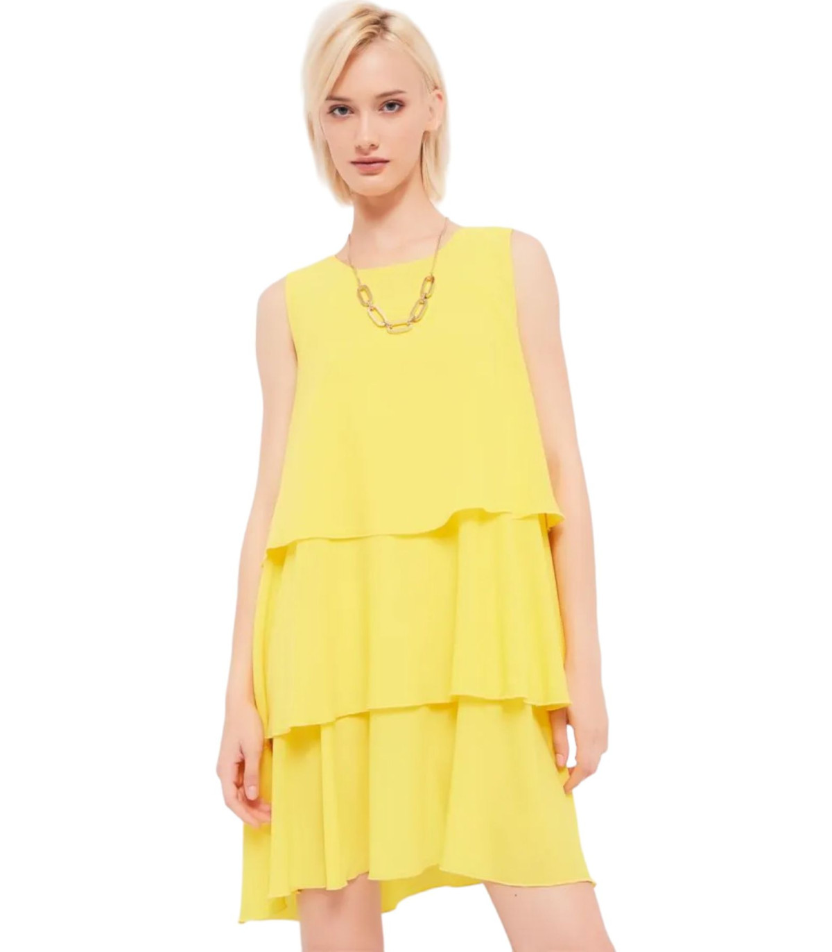 Gaudi Donna Vestito Corto A Balze Con Collana