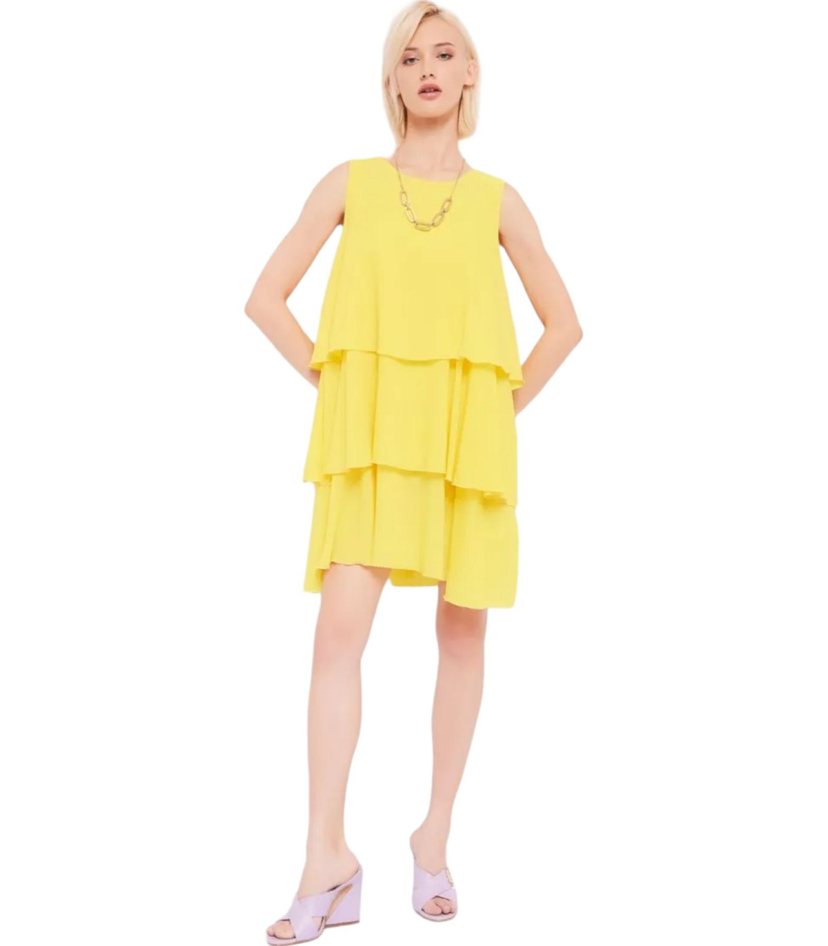 Gaudi Donna Vestito Corto A Balze Con Collana