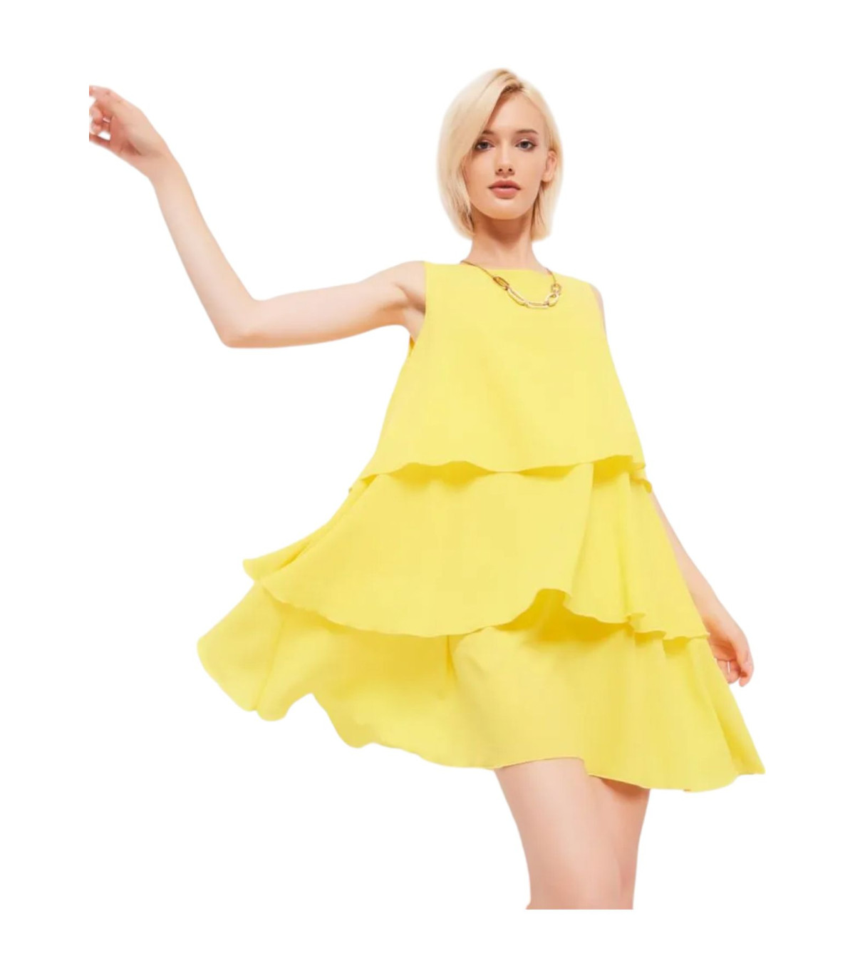 Gaudi Donna Vestito Corto A Balze Con Collana