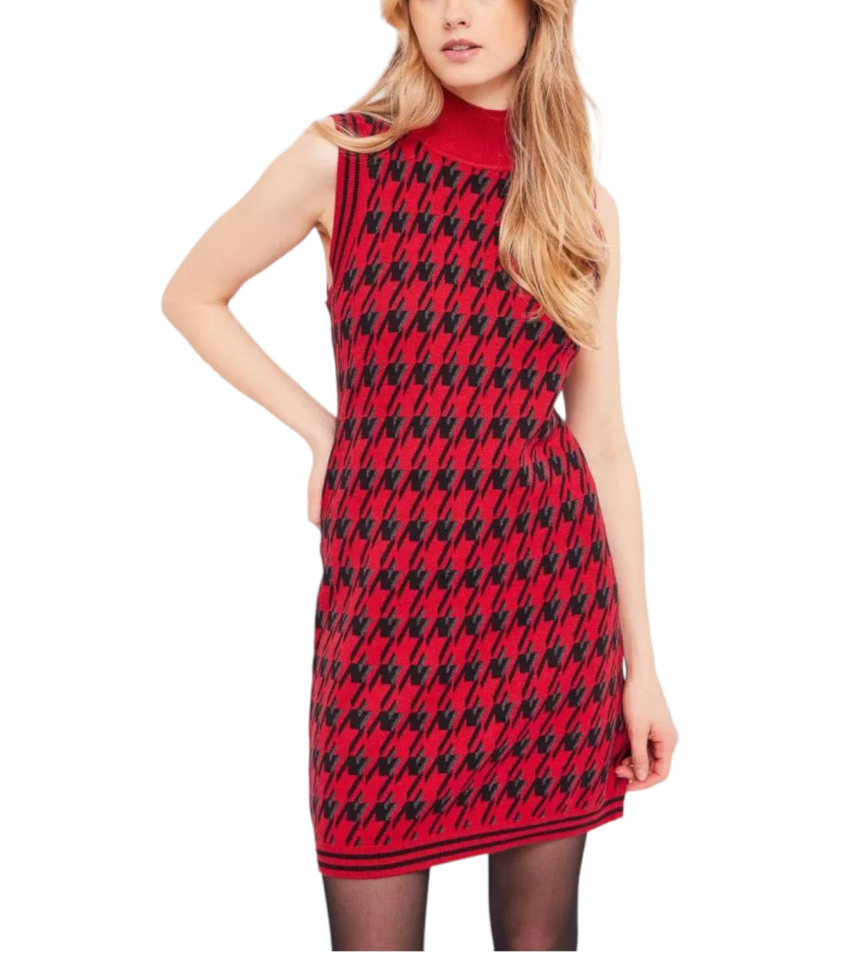Gaudi Donna Vestito Corto Collo Alto Senza Maniche