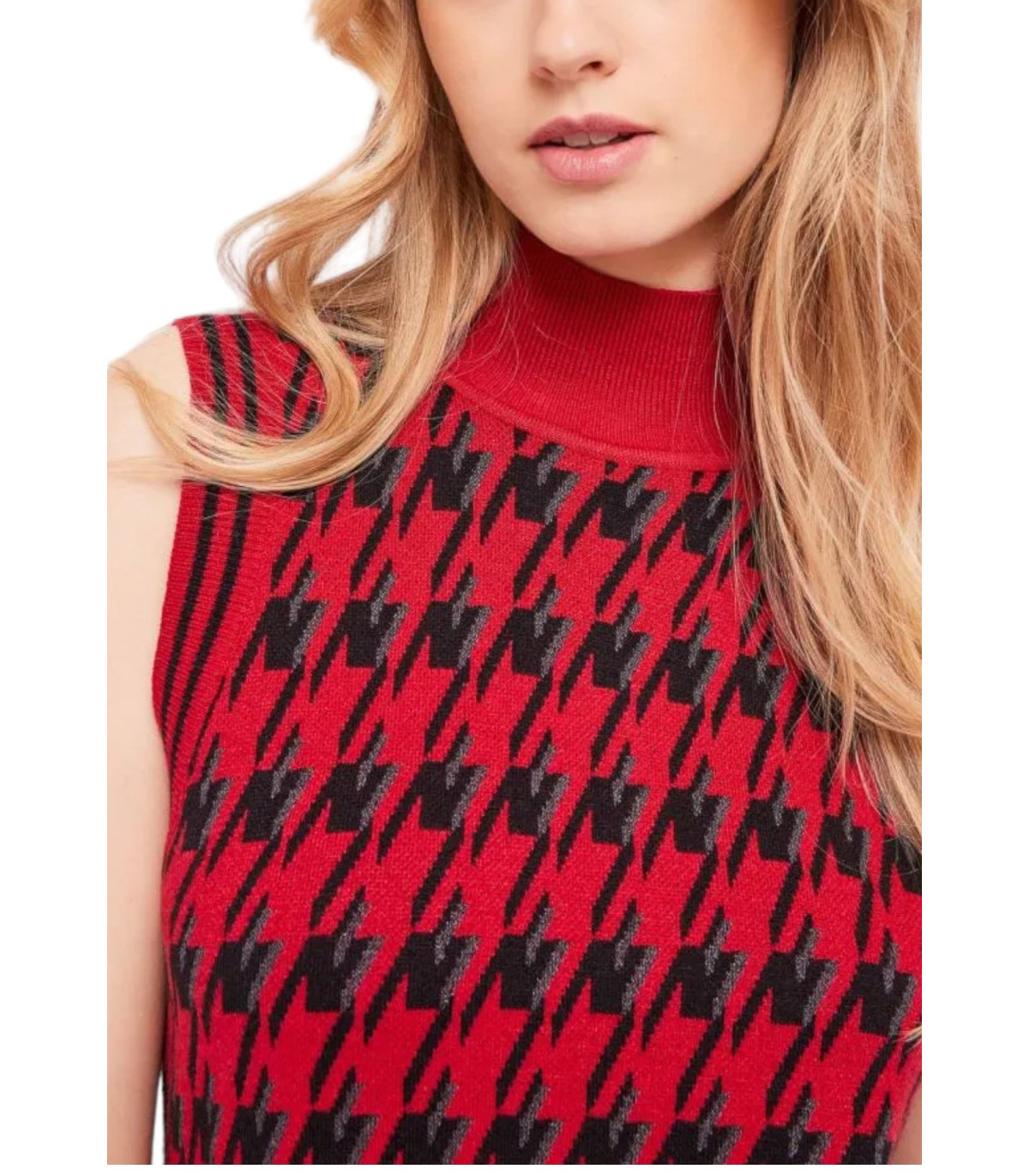 Gaudi Donna Vestito Corto Collo Alto Senza Maniche