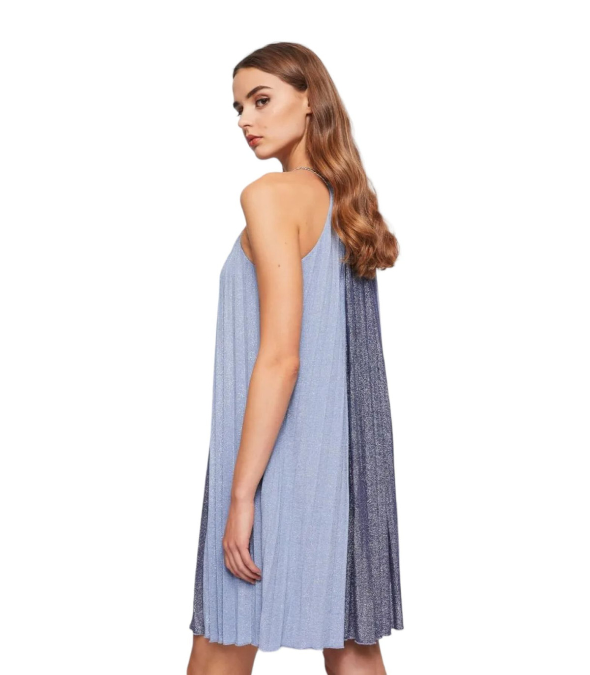 Gaudi Donna Vestito Corto Elegante All'Americana Plissettato In Jersey
