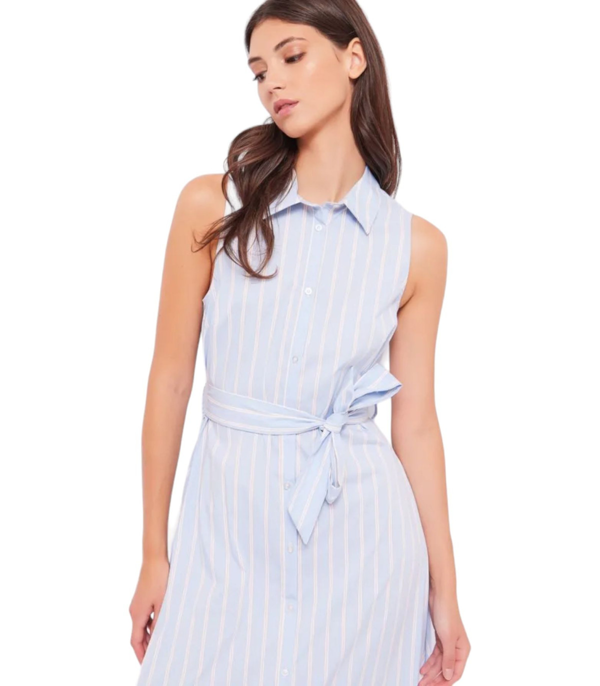 Gaudi Donna Vestito Lungo Chemiser A Righe Con Cintura