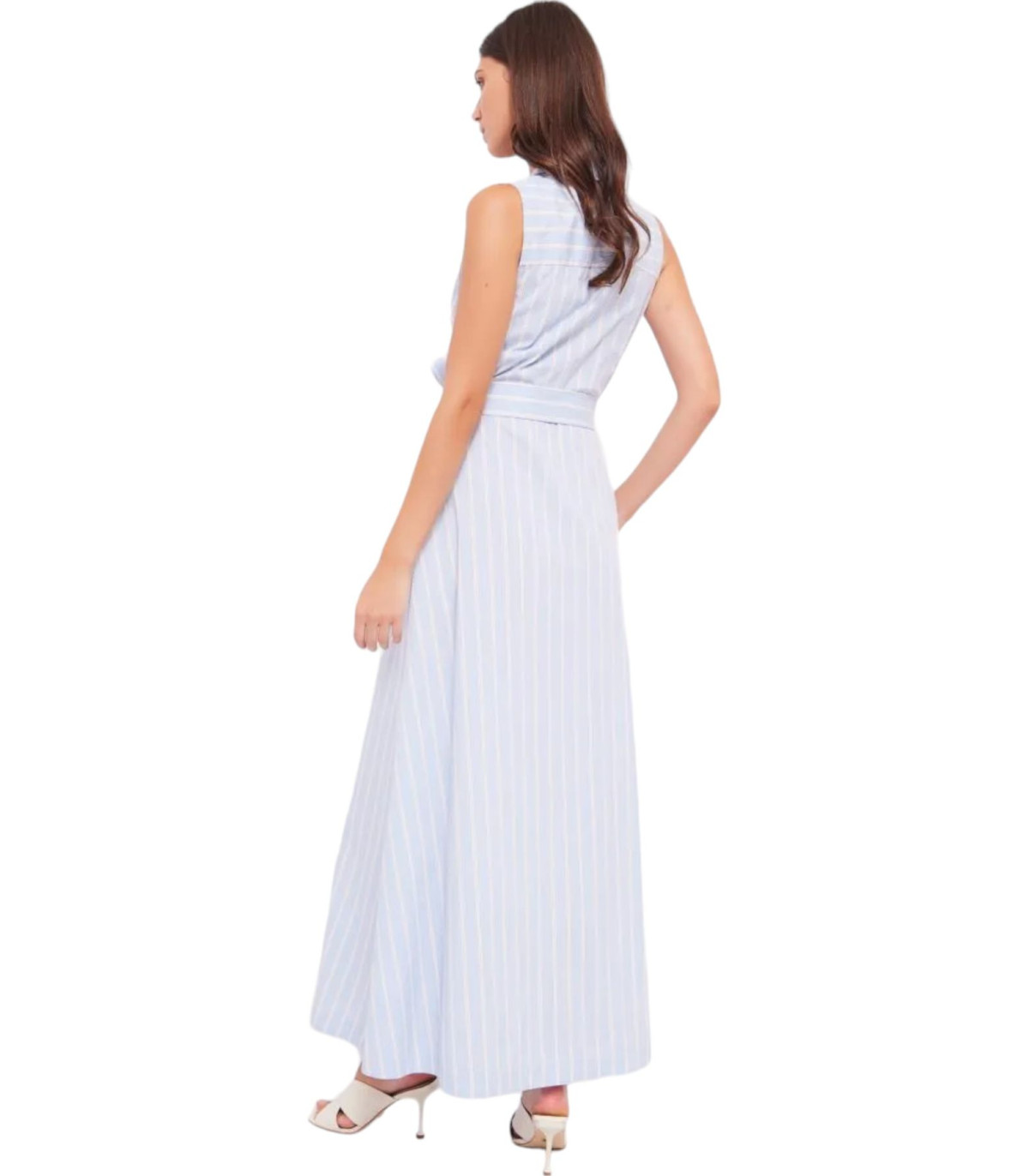 Gaudi Donna Vestito Lungo Chemiser A Righe Con Cintura