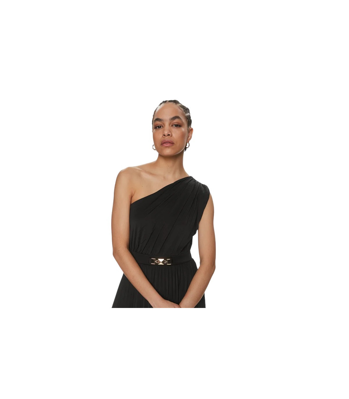 Gaudi Donna Vestito Lungo Monospalla Plissettato In Jersey