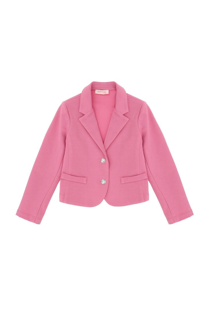 Giacca bambina monopetto monocolour con revers a lancia