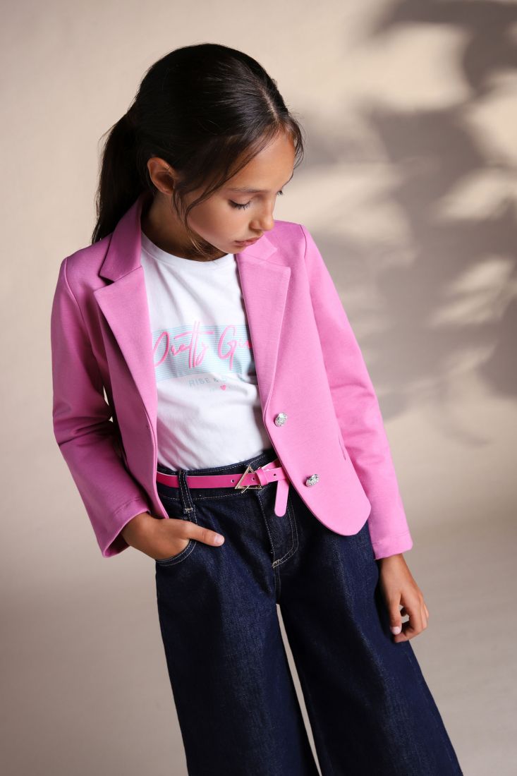 Giacca bambina monopetto monocolour con revers a lancia