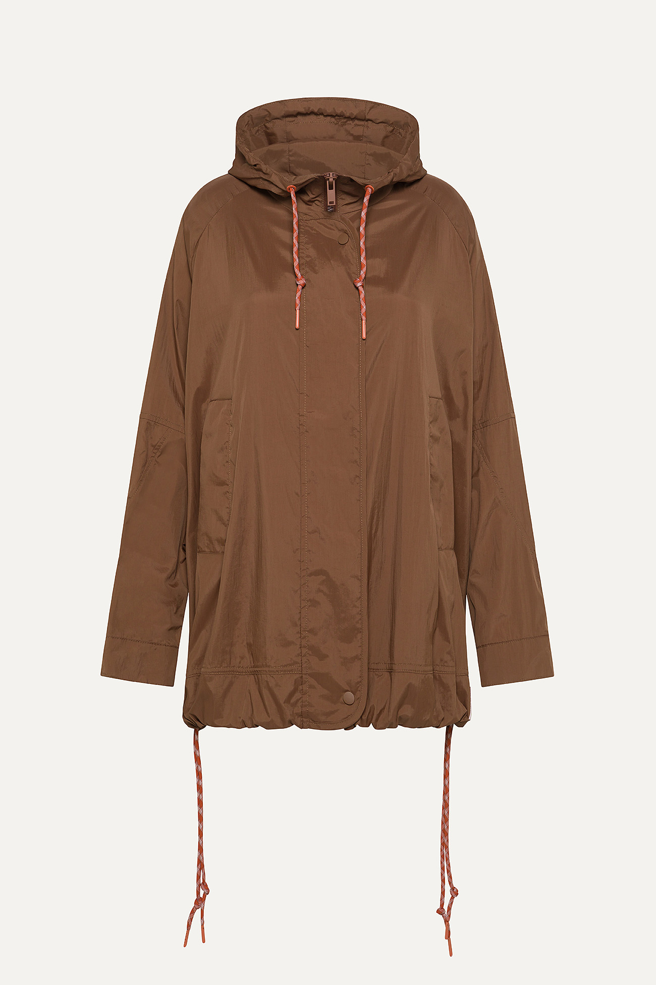 GIACCA CON CAPPUCCIO OVER IN NYLON 9206 - CIOCCOLATO