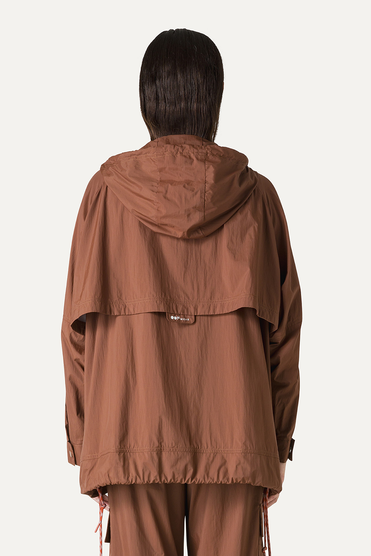 GIACCA CON CAPPUCCIO OVER IN NYLON 9206 - CIOCCOLATO