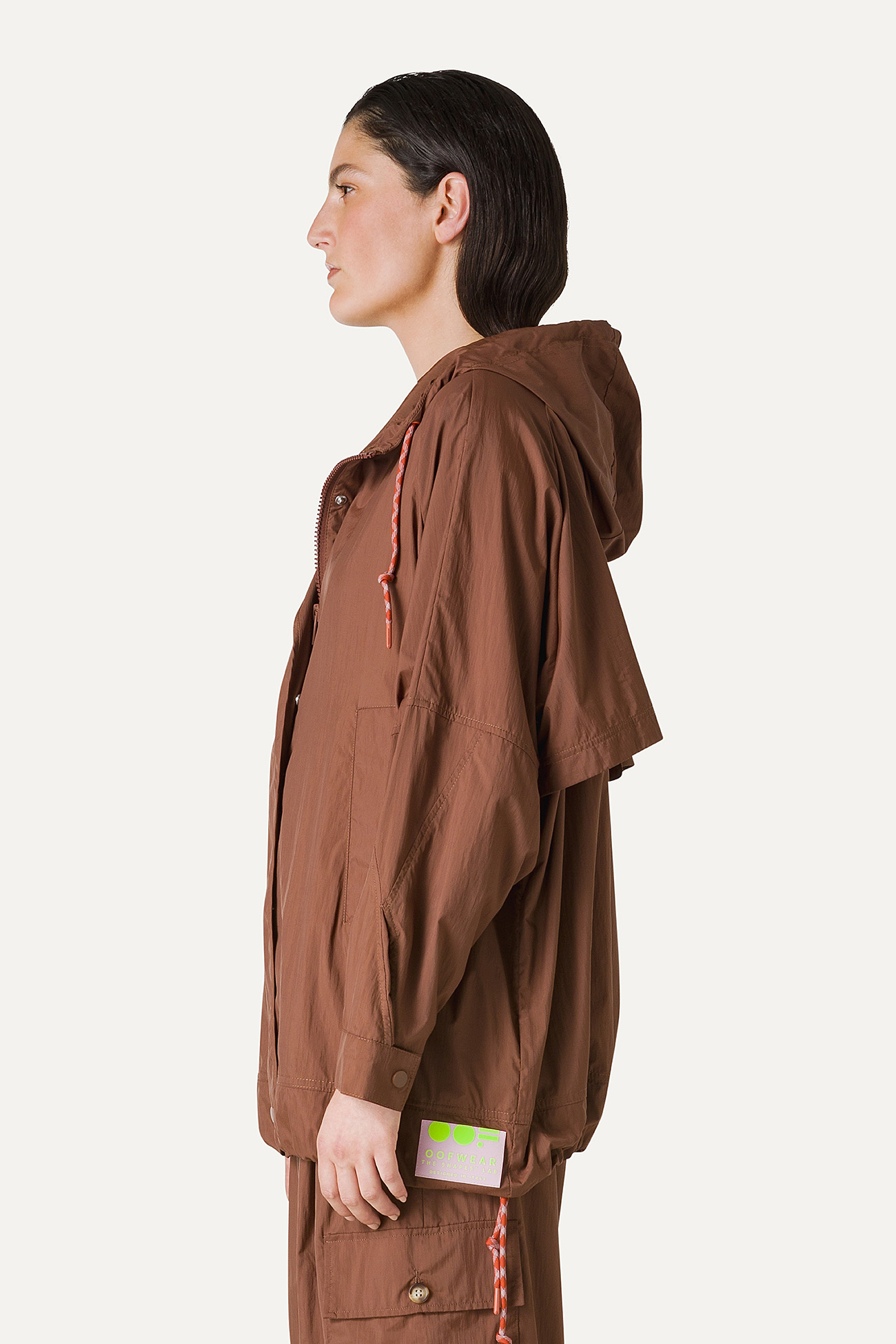 GIACCA CON CAPPUCCIO OVER IN NYLON 9206 - CIOCCOLATO