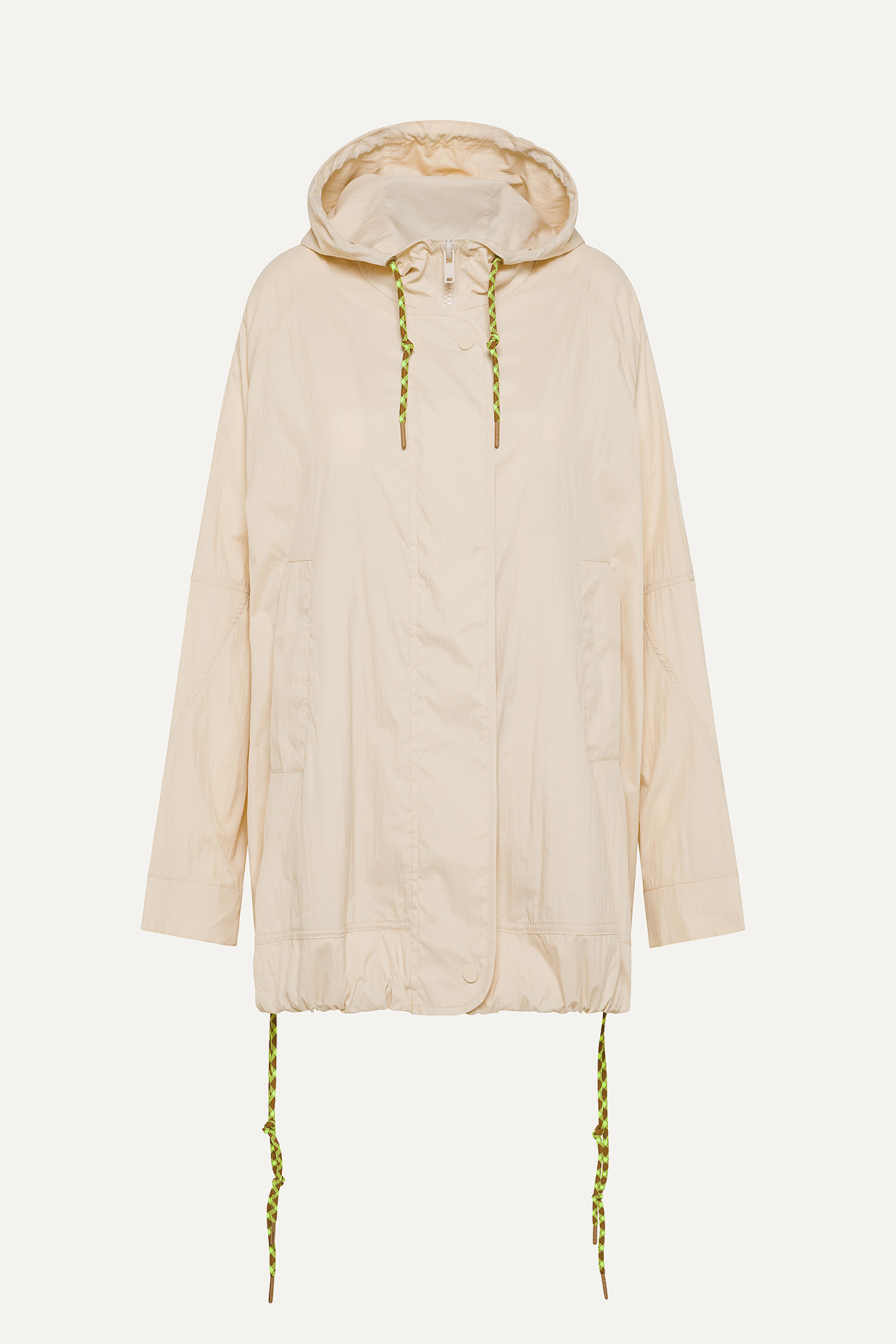 GIACCA CON CAPPUCCIO OVER IN NYLON 9206 - CREMA